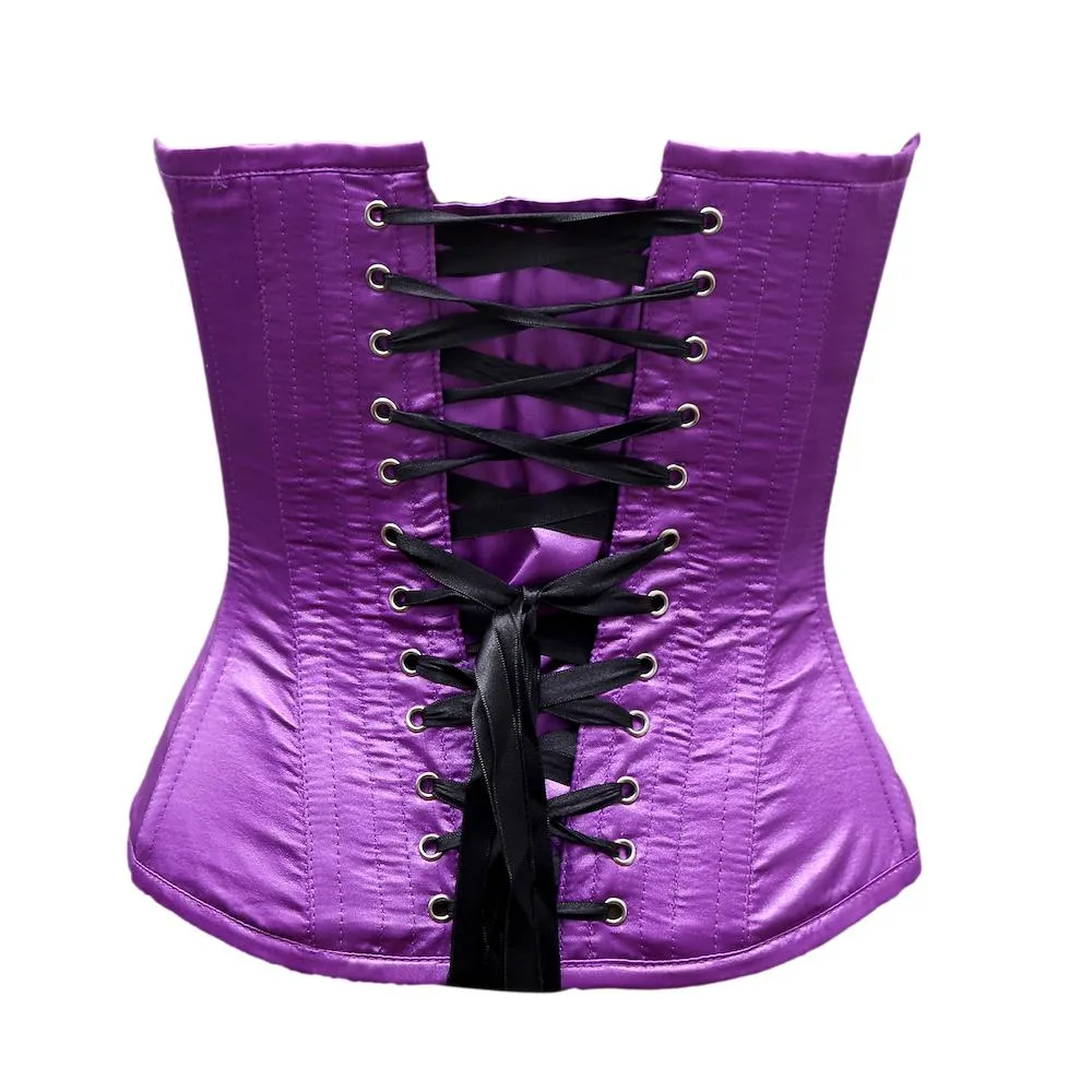 Grentz Purple Satin Embroidery Overbust Corset