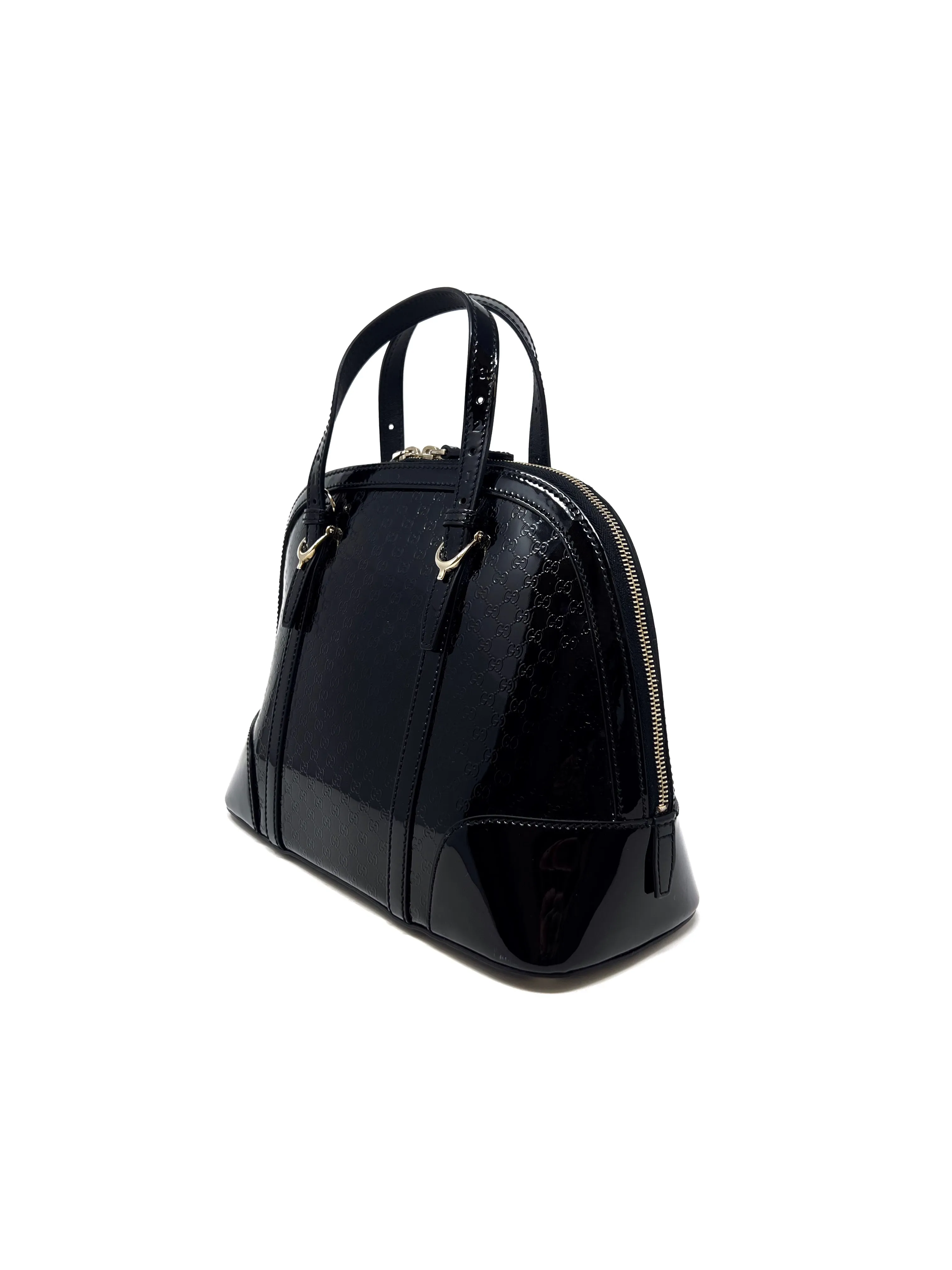 Gucci Black 'Nice' Patent Microguccissima Top Handle Bag