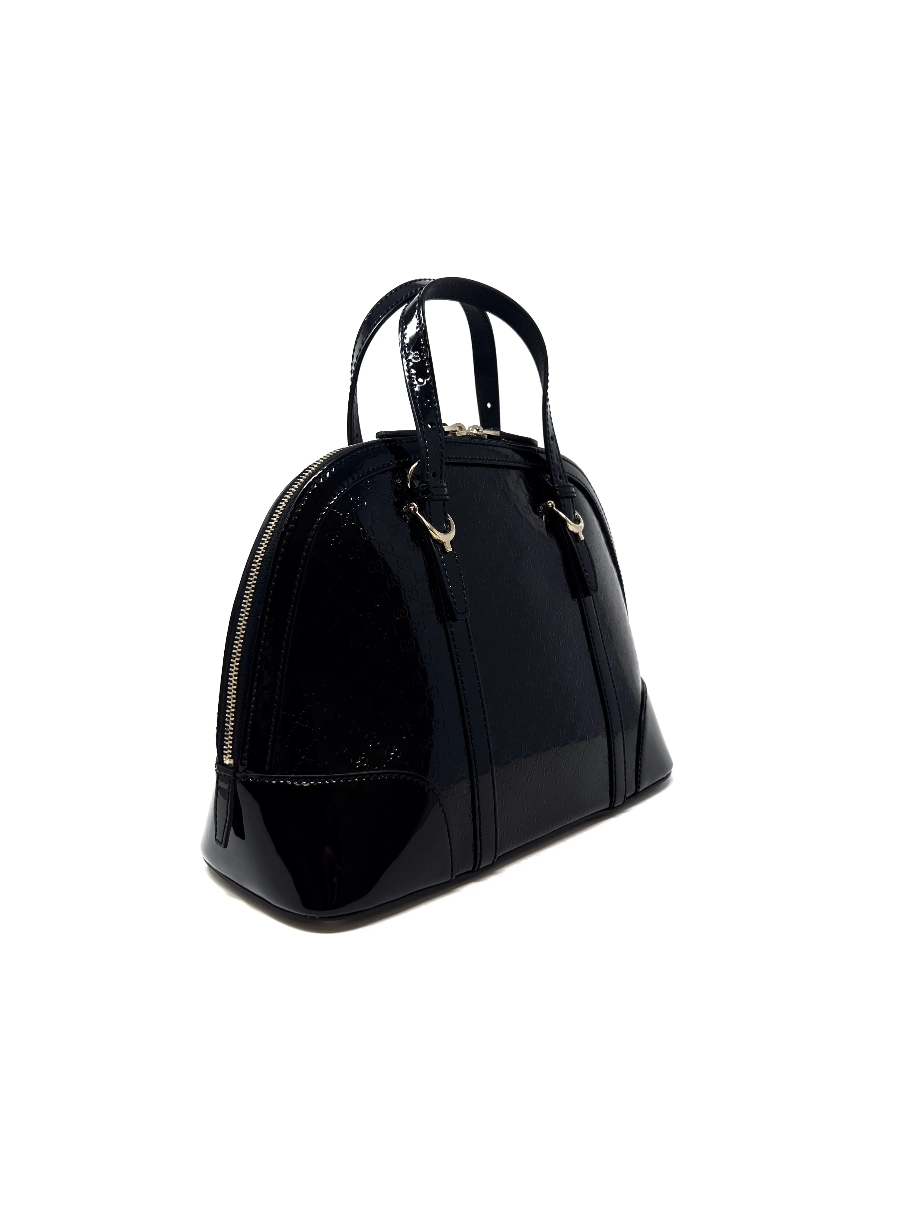 Gucci Black 'Nice' Patent Microguccissima Top Handle Bag