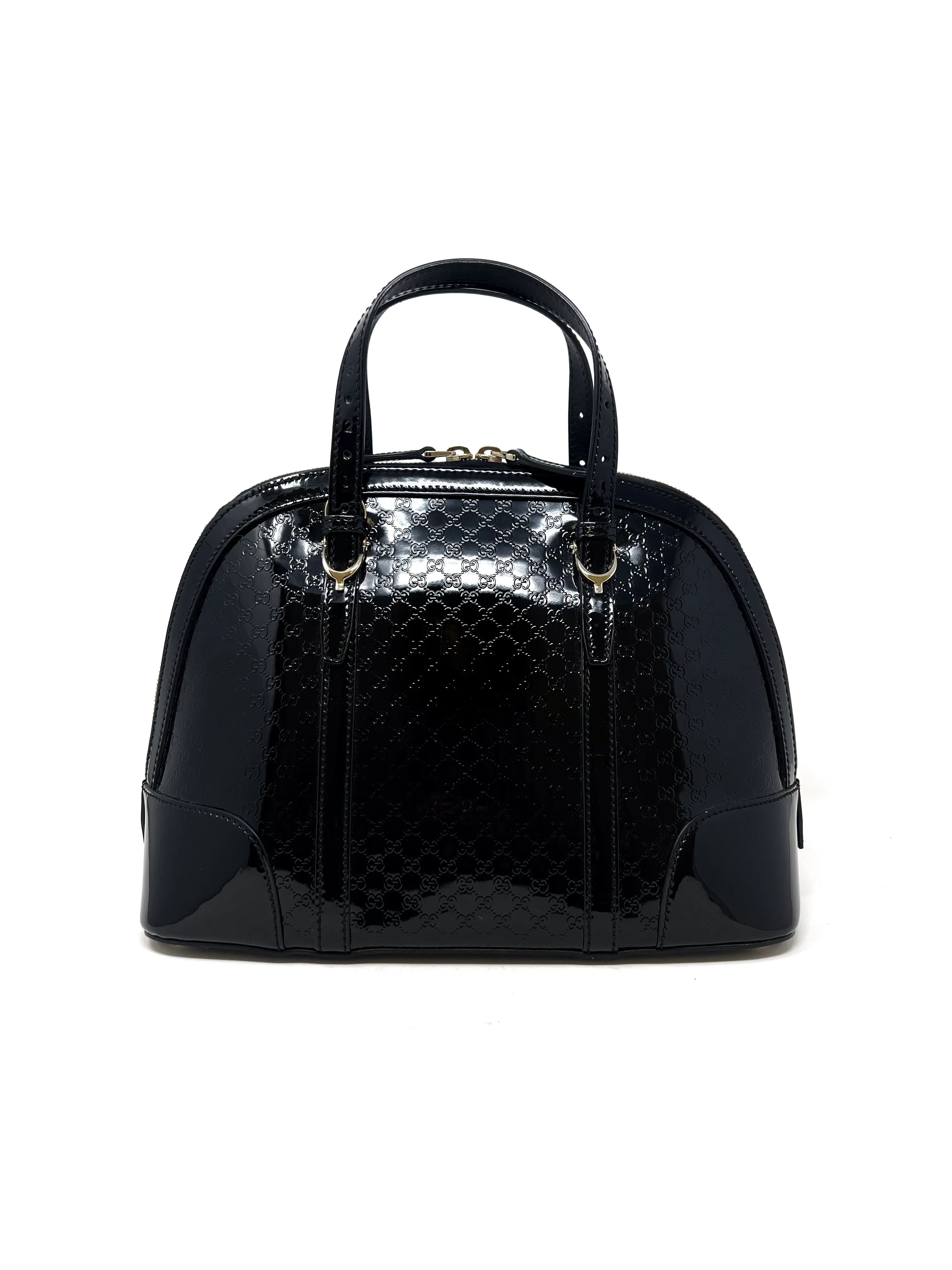 Gucci Black 'Nice' Patent Microguccissima Top Handle Bag