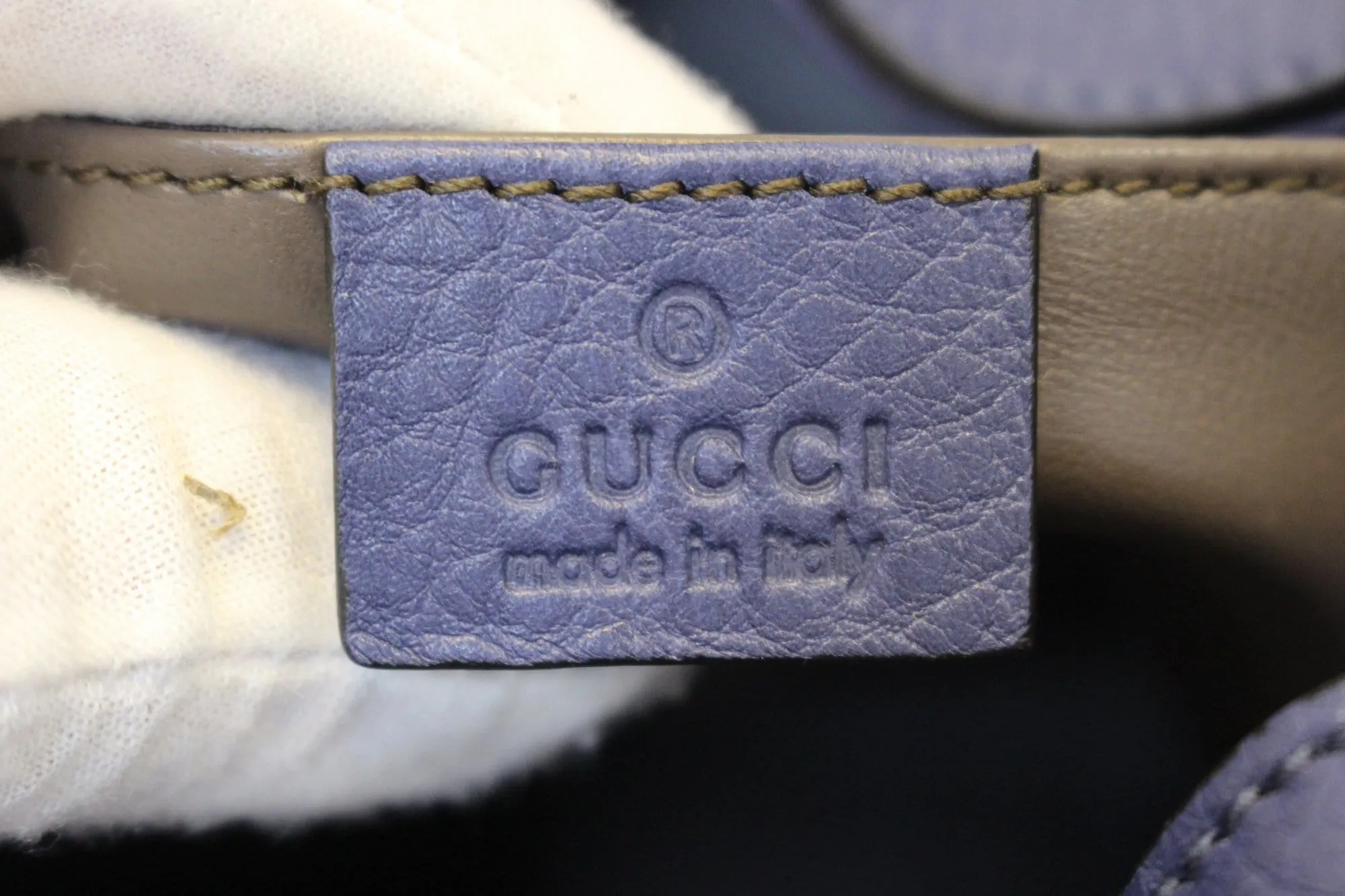 GUCCI Miss Bamboo Medium Blue Leather Bucket Shoulder Handbag