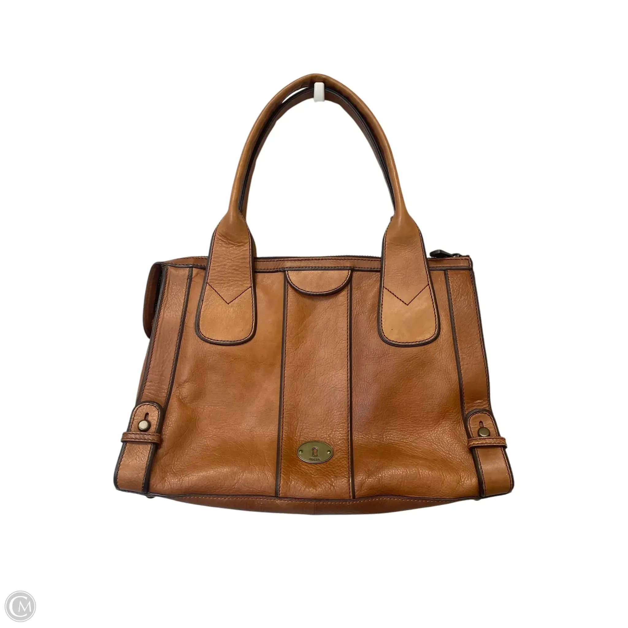 Handbag Leather By Fossil, Size: Medium