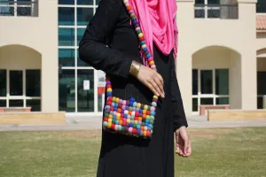Handbag multi-coloured bobbles