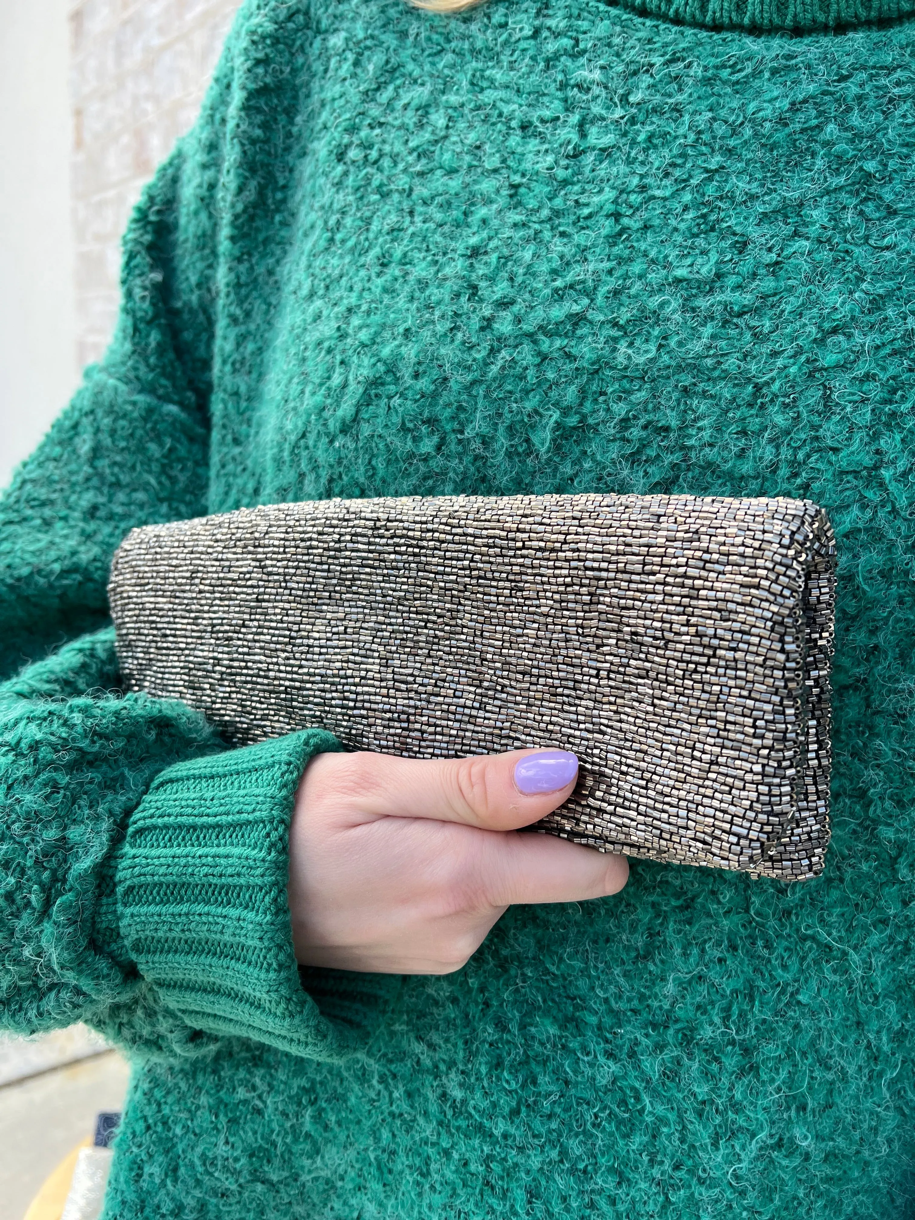 Handmade Beaded Fold Over Clutch