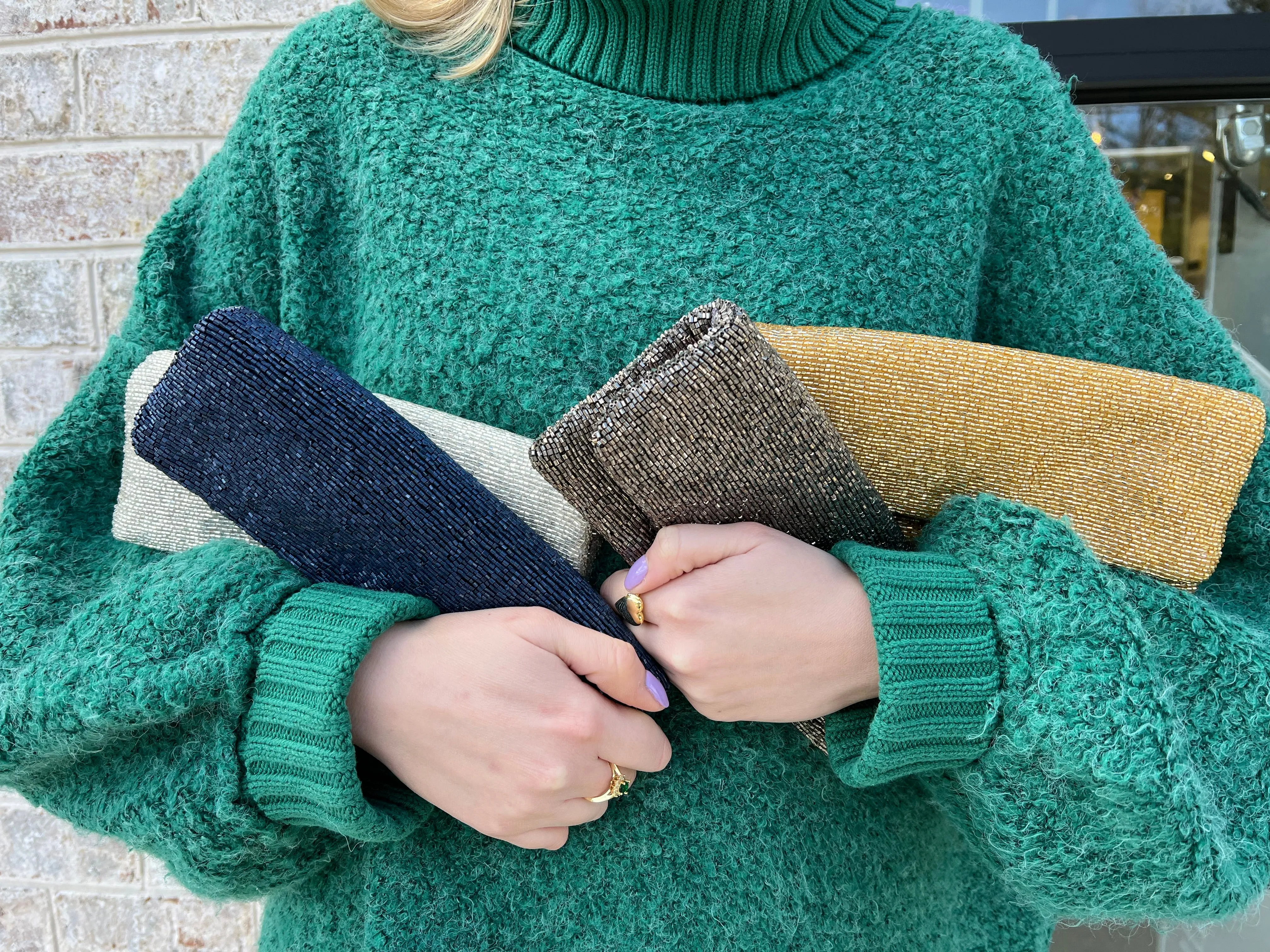 Handmade Beaded Fold Over Clutch