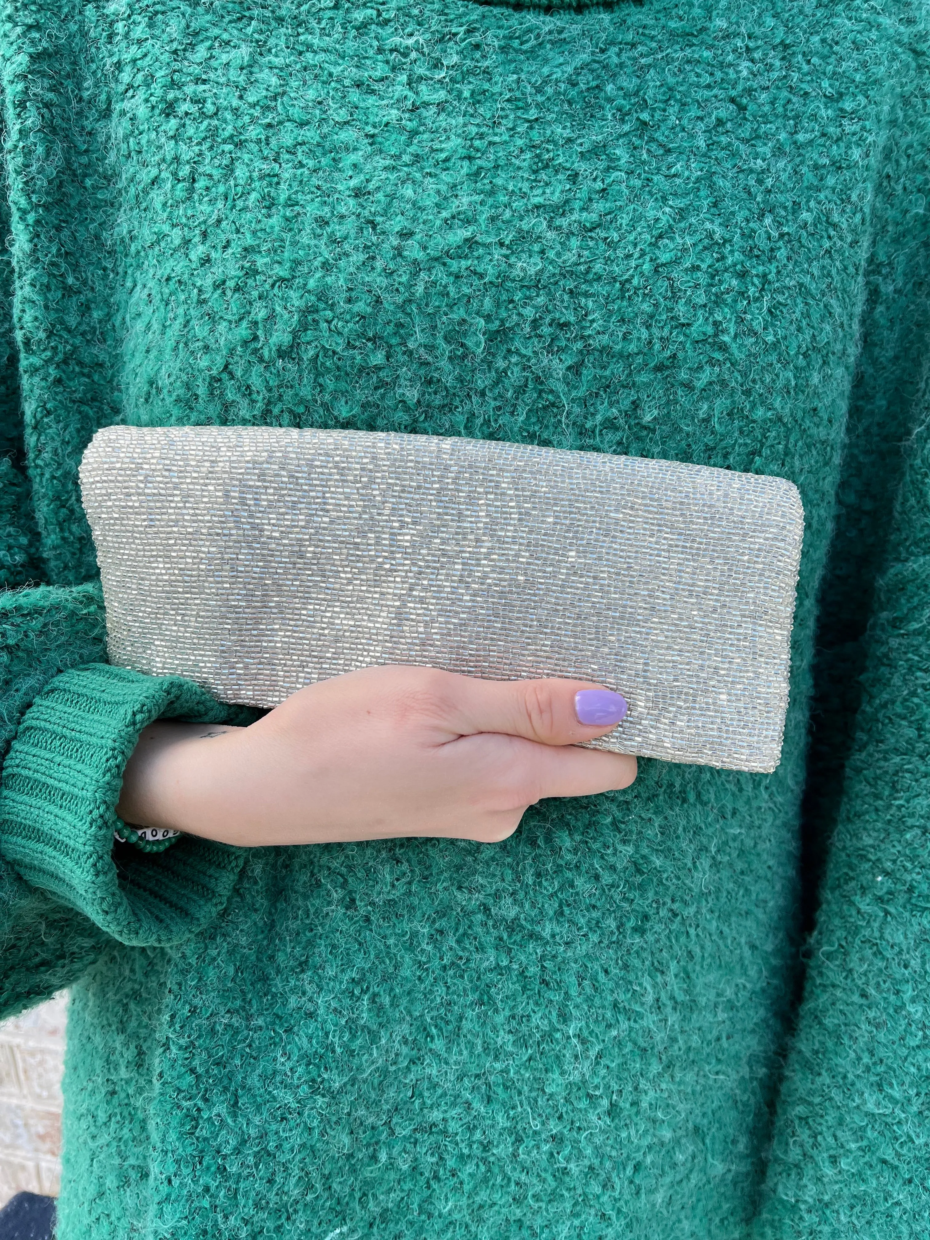 Handmade Beaded Fold Over Clutch