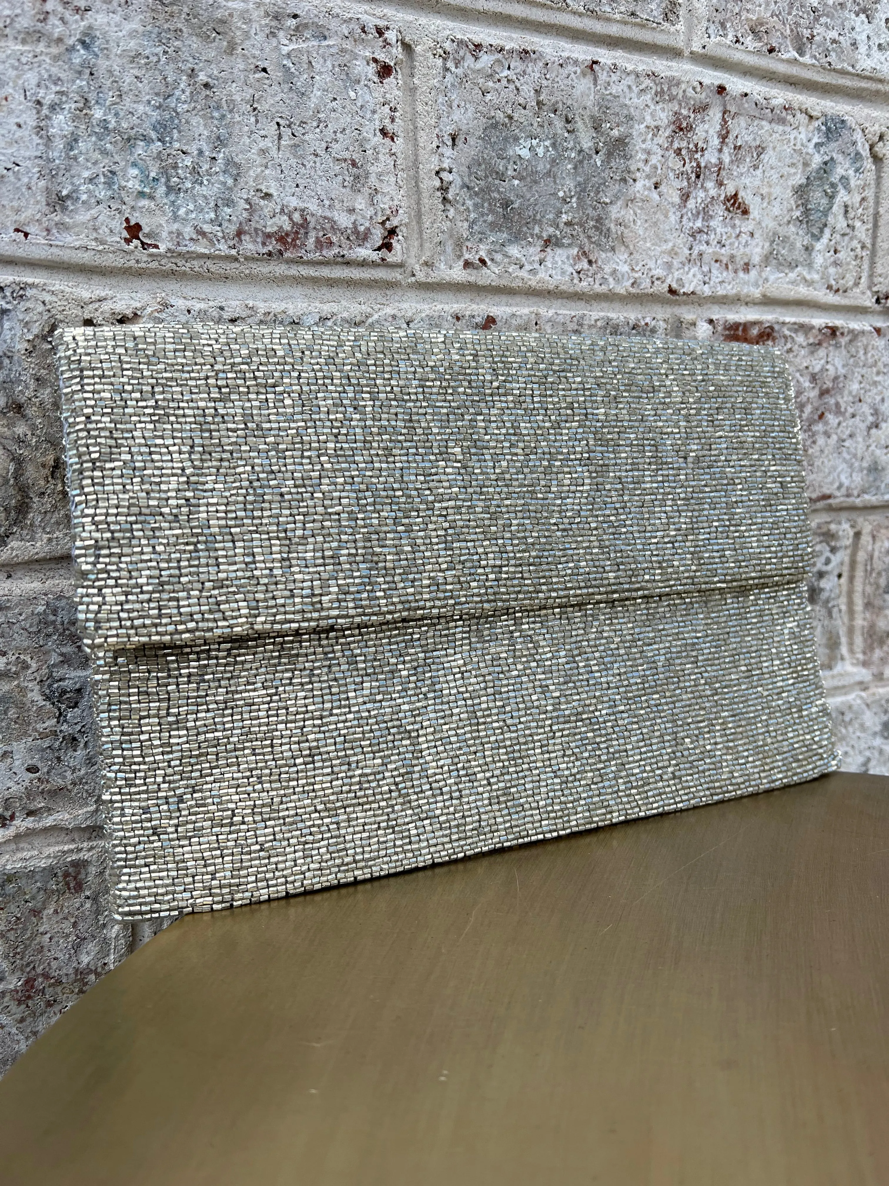 Handmade Beaded Half Flap Clutch Handbag