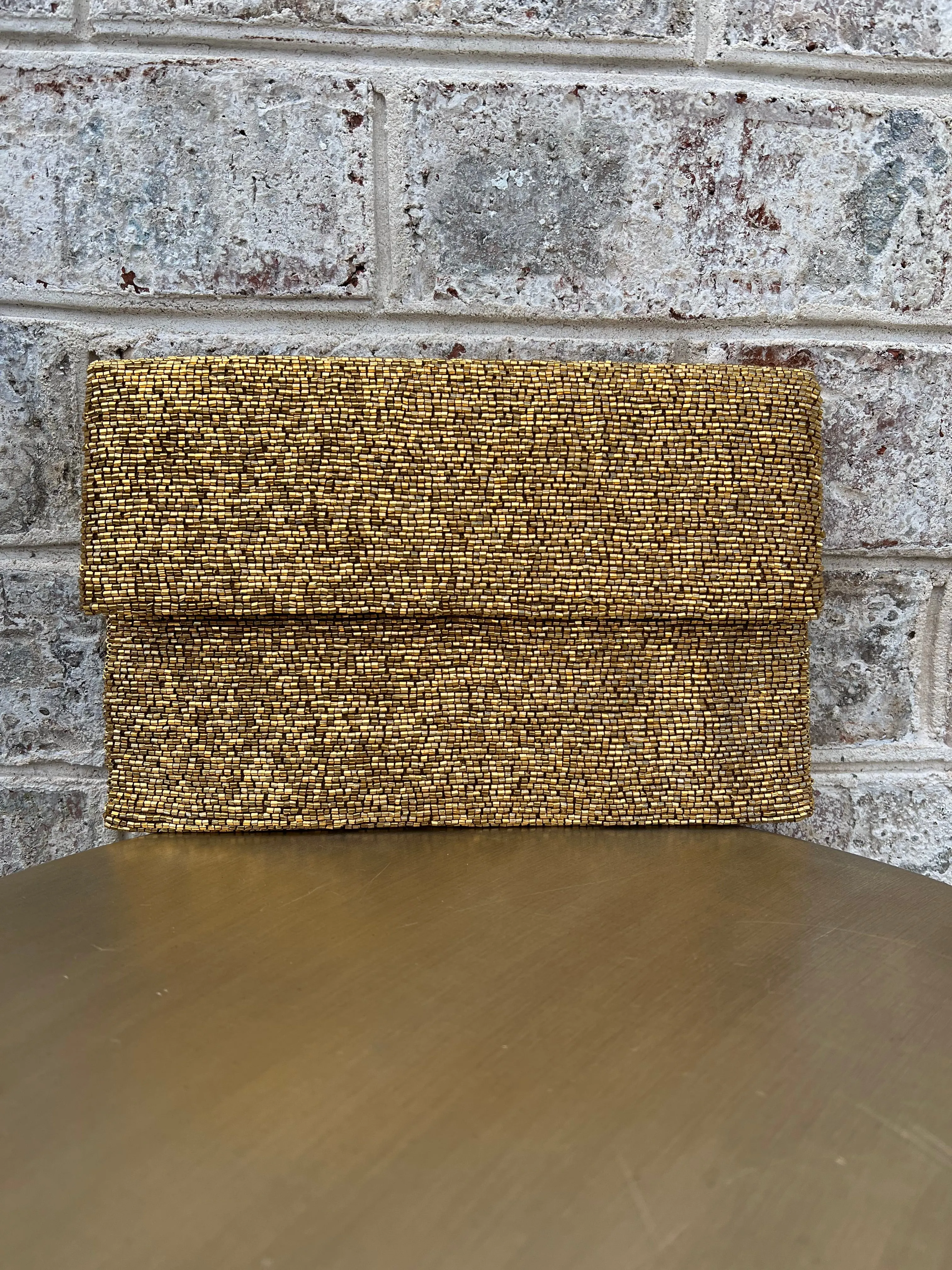 Handmade Beaded Half Flap Clutch Handbag