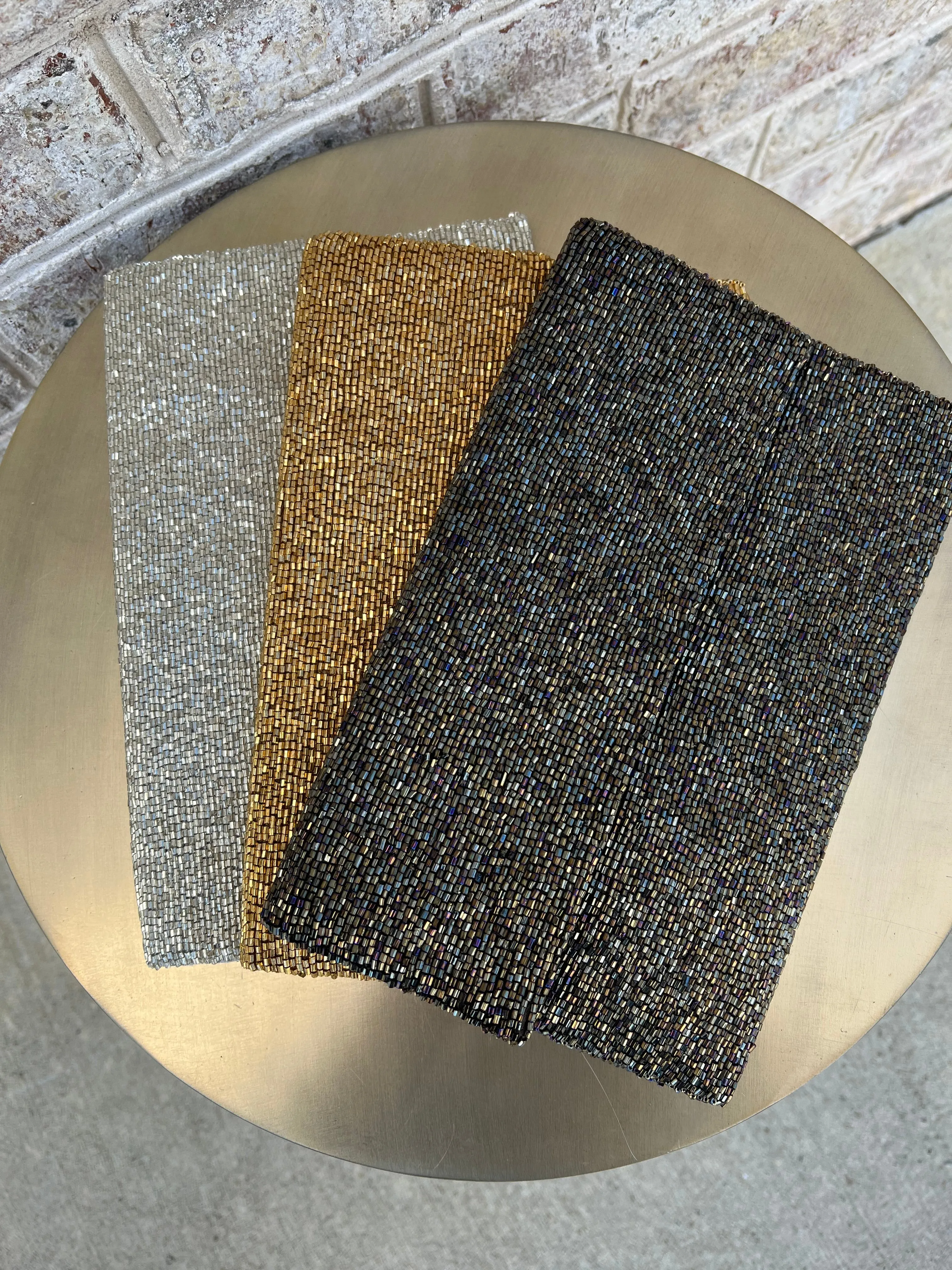 Handmade Beaded Half Flap Clutch Handbag