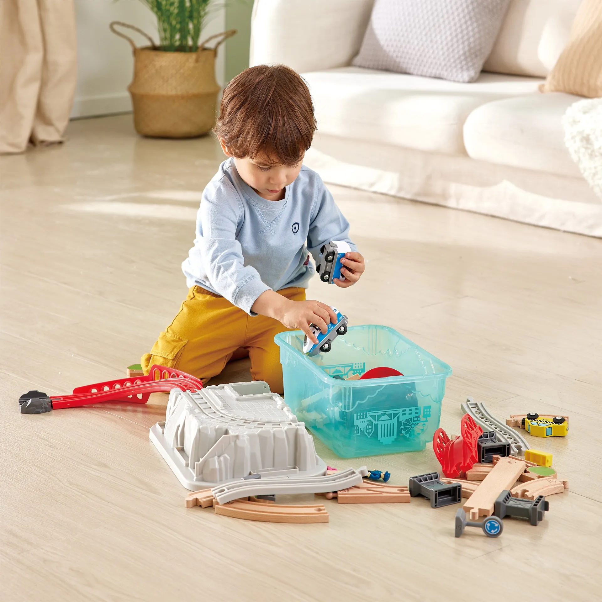Hape City Train Bucket Set