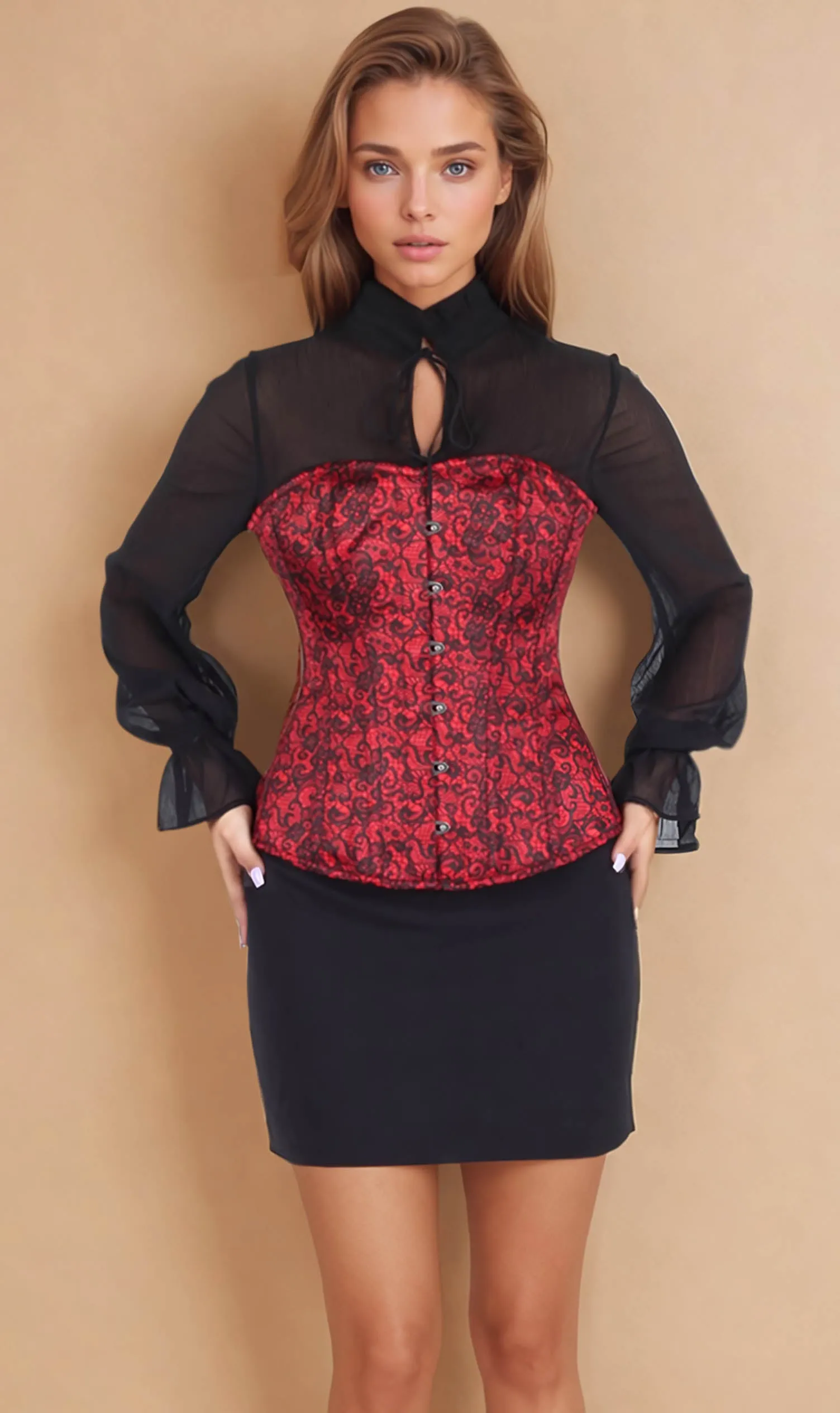 Harva Red Overbust Corset