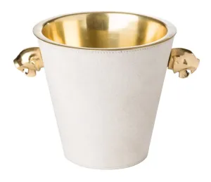 Havana White Cowhide and Brass Wine Cooler