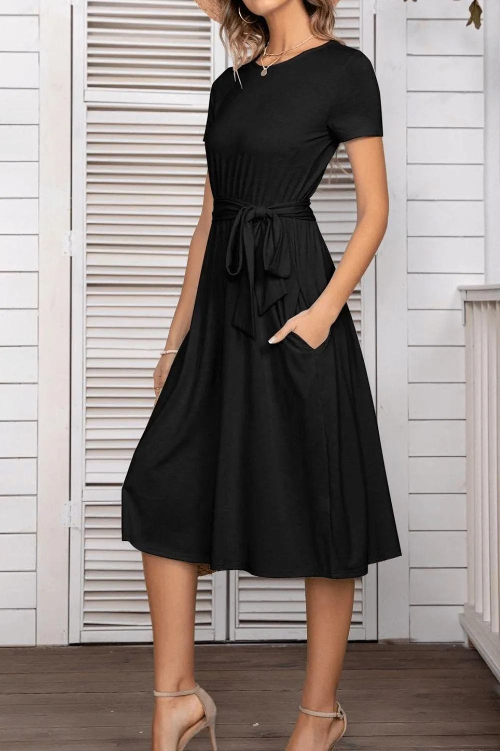 Hazel Blues® | Belted Tee Dress With Pockets