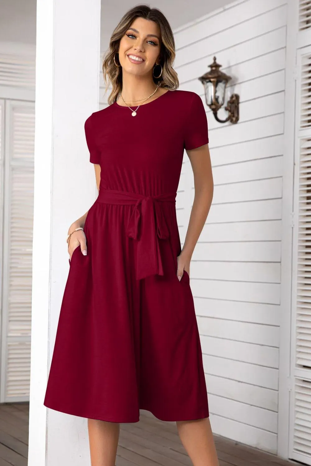 Hazel Blues® | Belted Tee Dress With Pockets