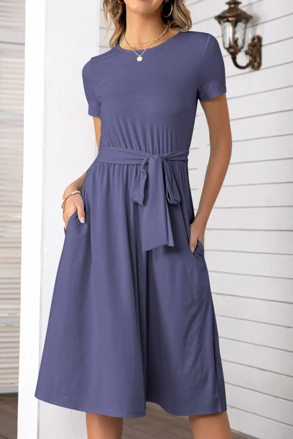 Hazel Blues® | Belted Tee Dress With Pockets