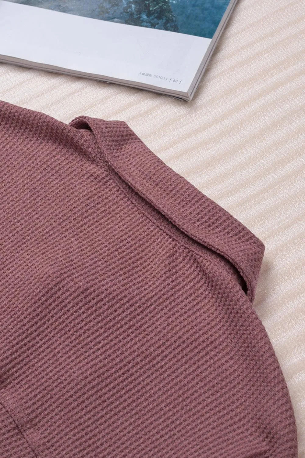 Hazel Blues® | Contrast Waffle-Knit Shirt Jacket