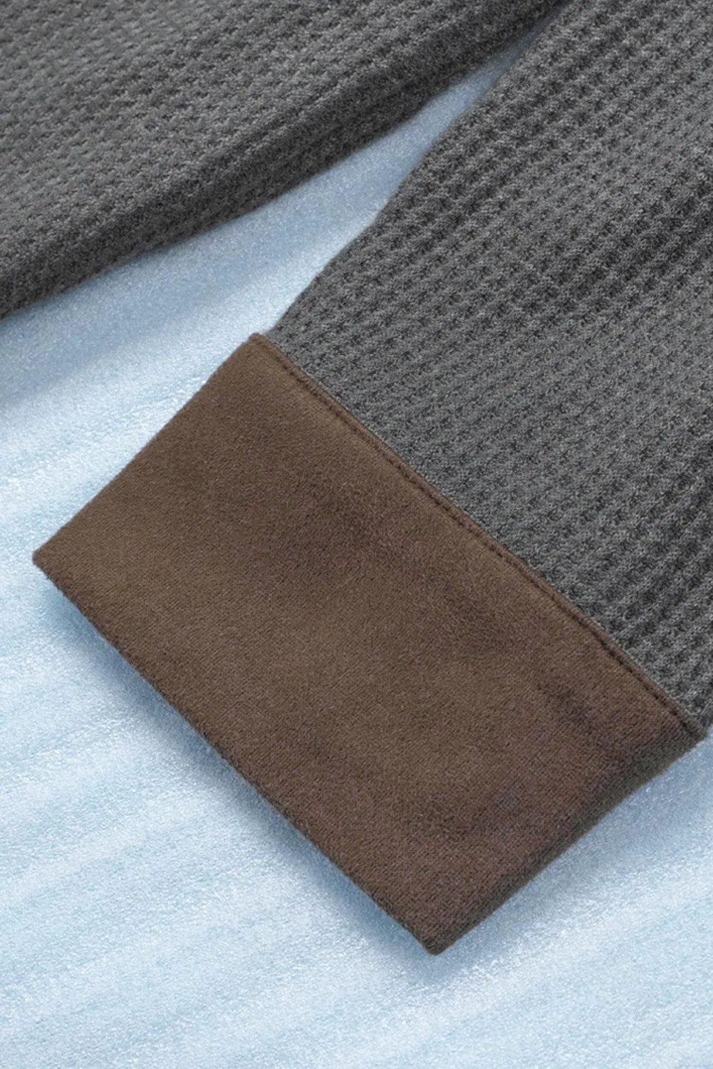 Hazel Blues® | Contrast Waffle-Knit Shirt Jacket