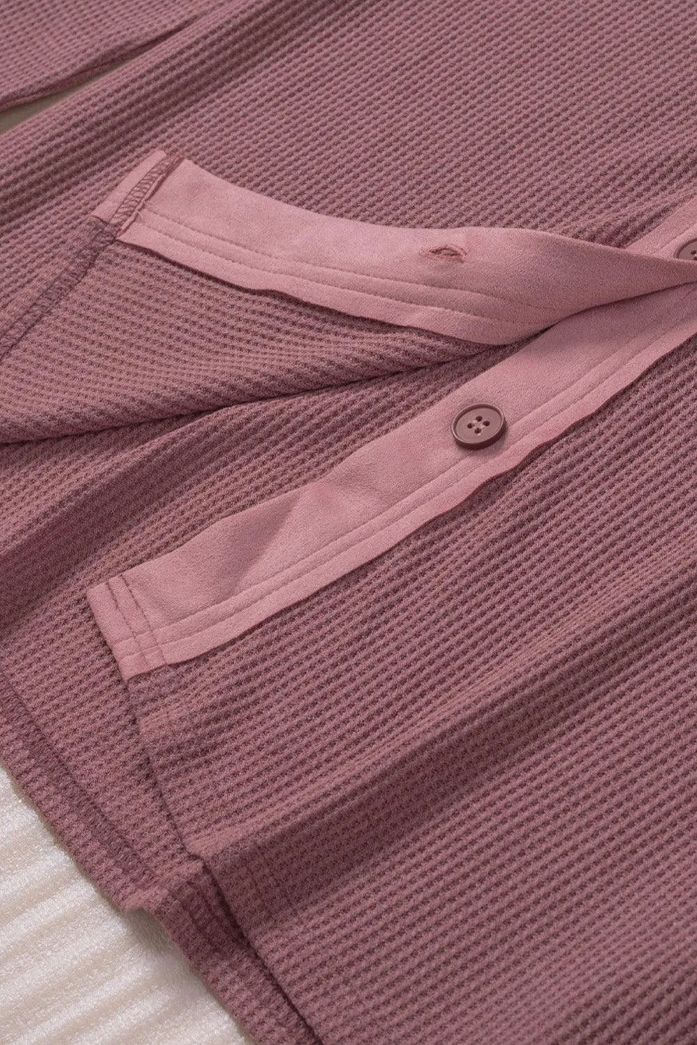 Hazel Blues® | Contrast Waffle-Knit Shirt Jacket