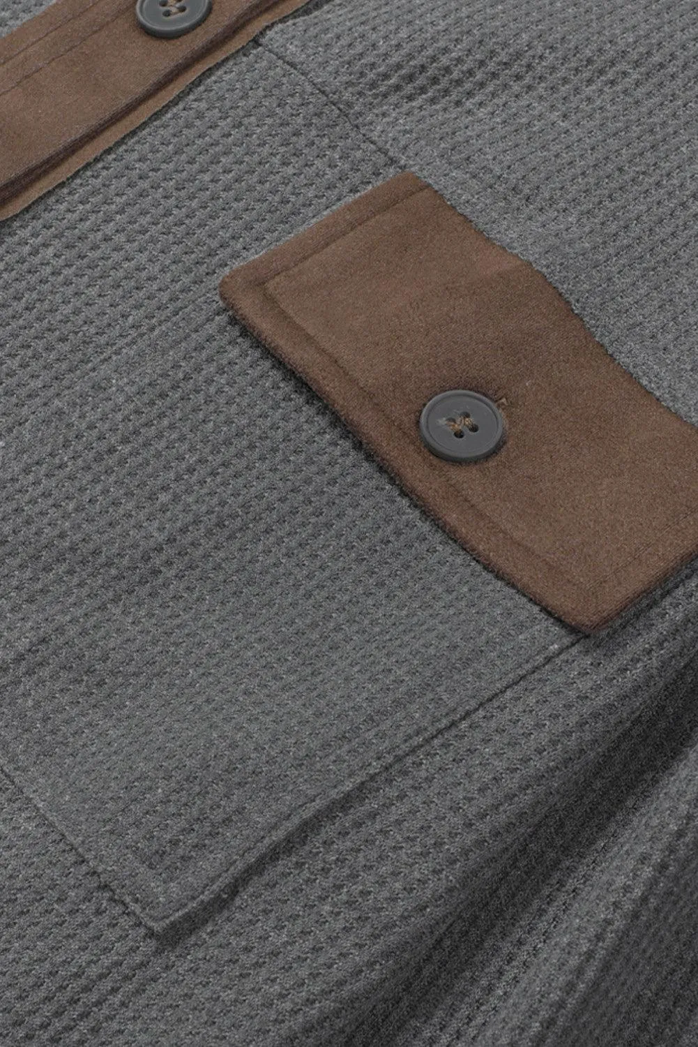 Hazel Blues® | Contrast Waffle-Knit Shirt Jacket