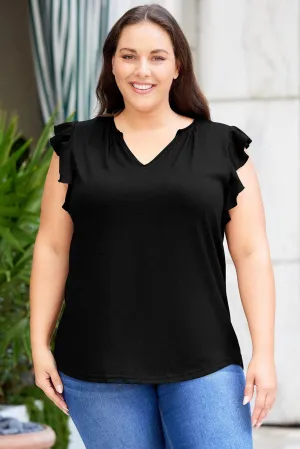 Hazel Blues® | Flutter Sleeve Notched Blouse