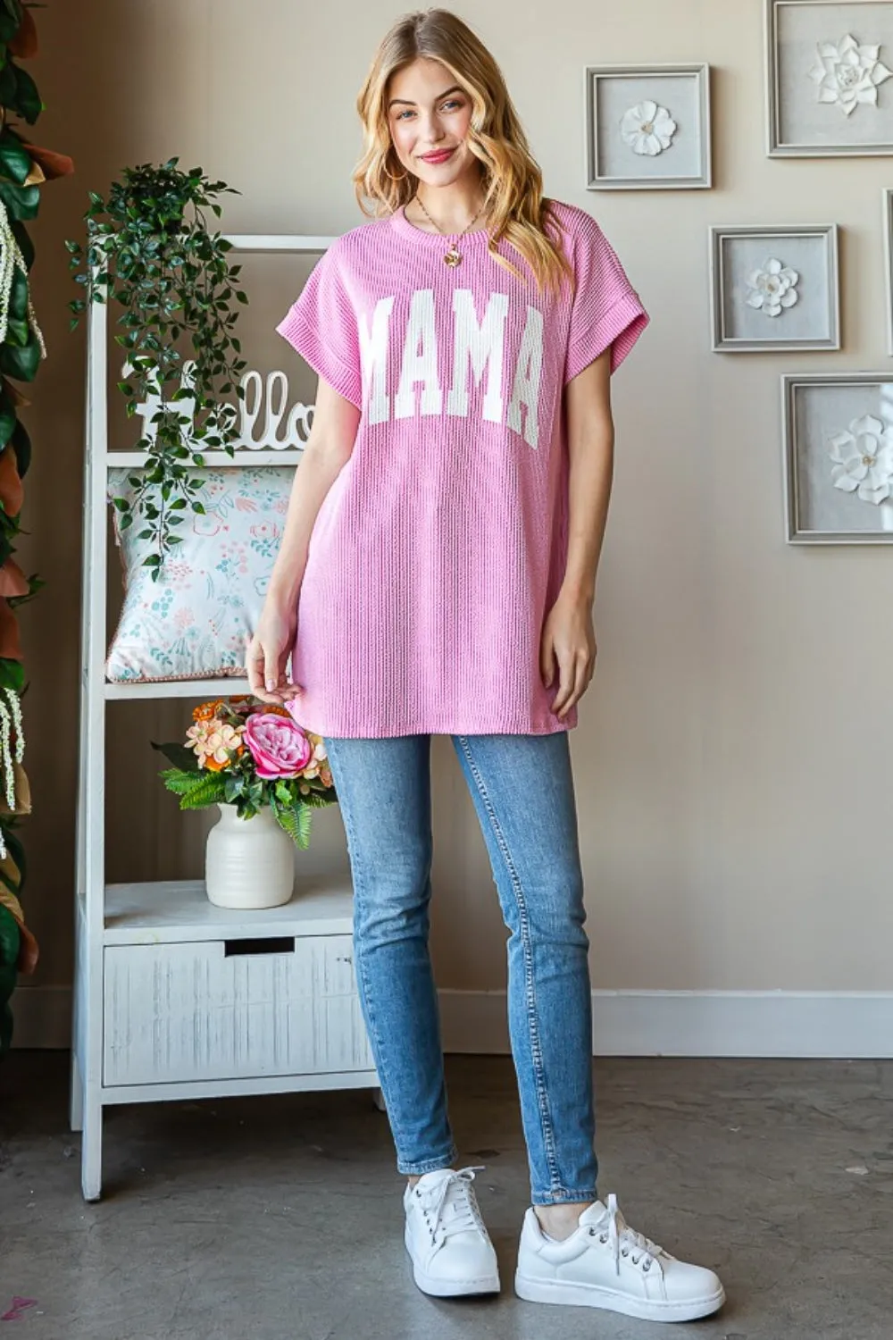 Hazel Blues® |  Heimish Letter Graphic Short Sleeve T-Shirt