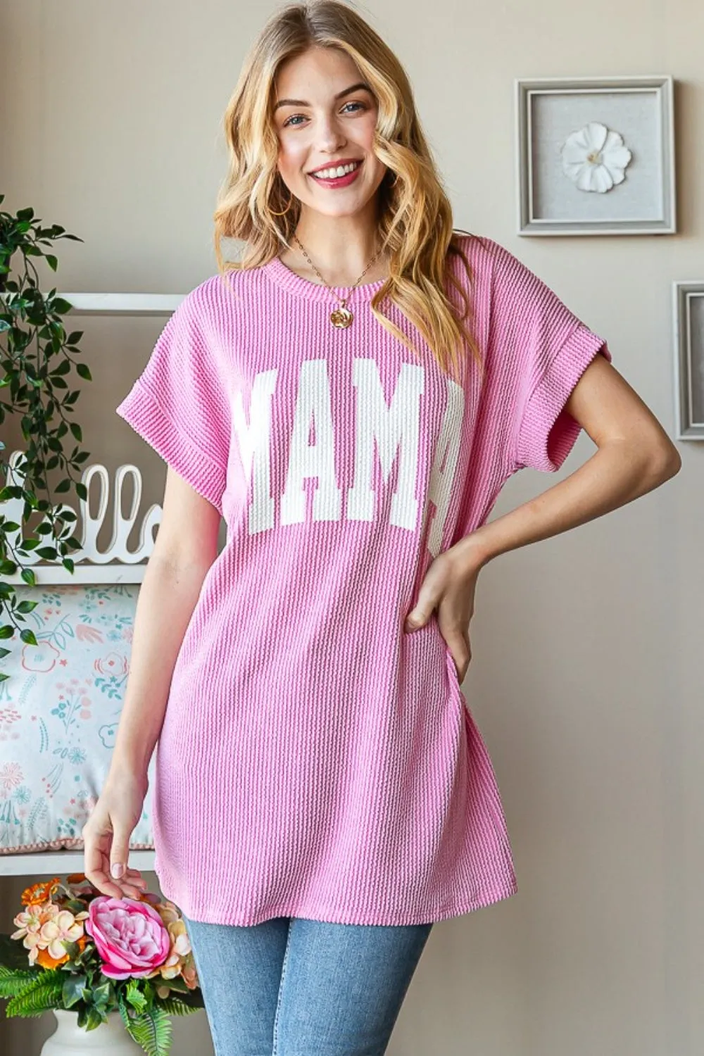 Hazel Blues® |  Heimish Letter Graphic Short Sleeve T-Shirt