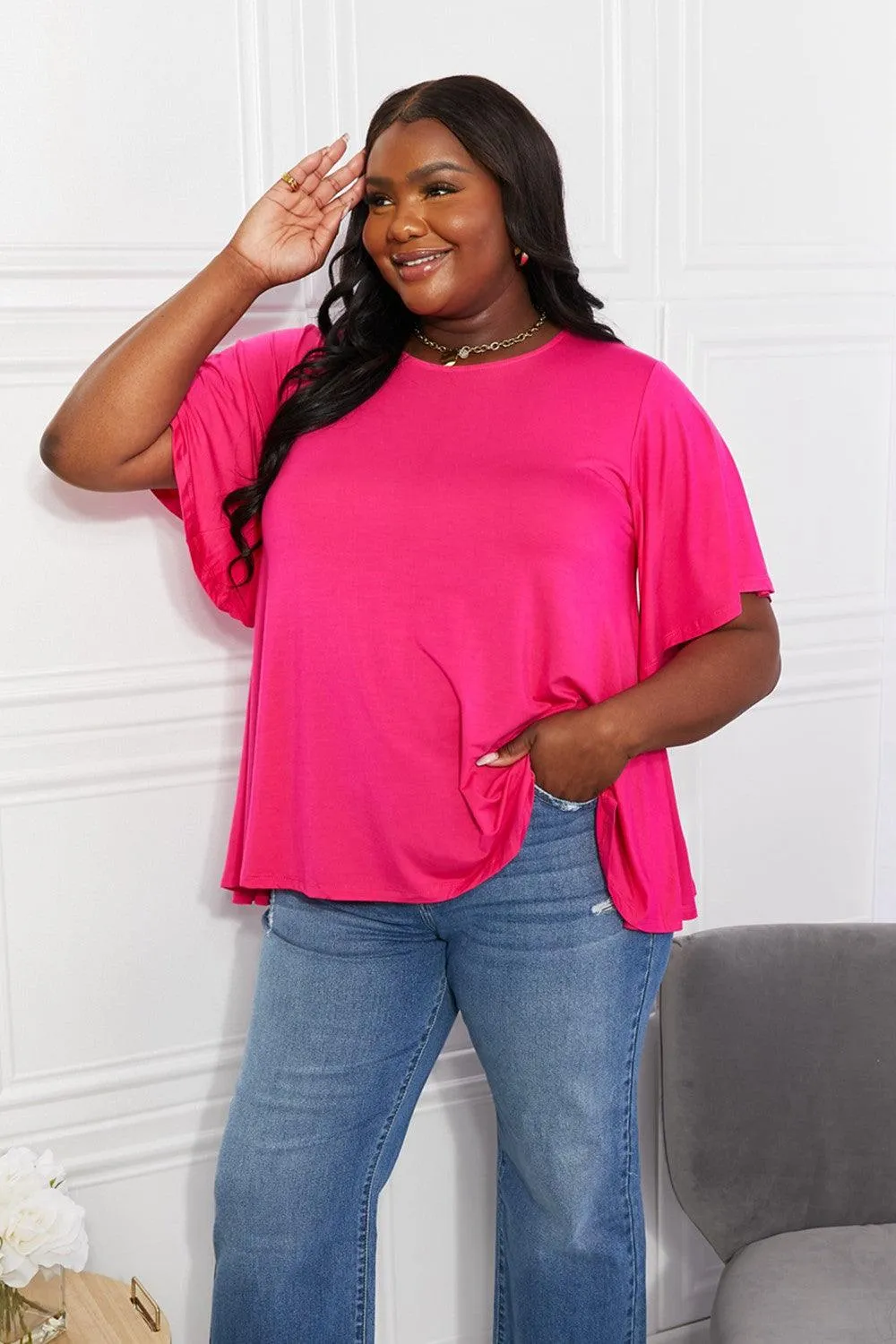 Hazel Blues® | More Than Words Flutter Sleeve Top
