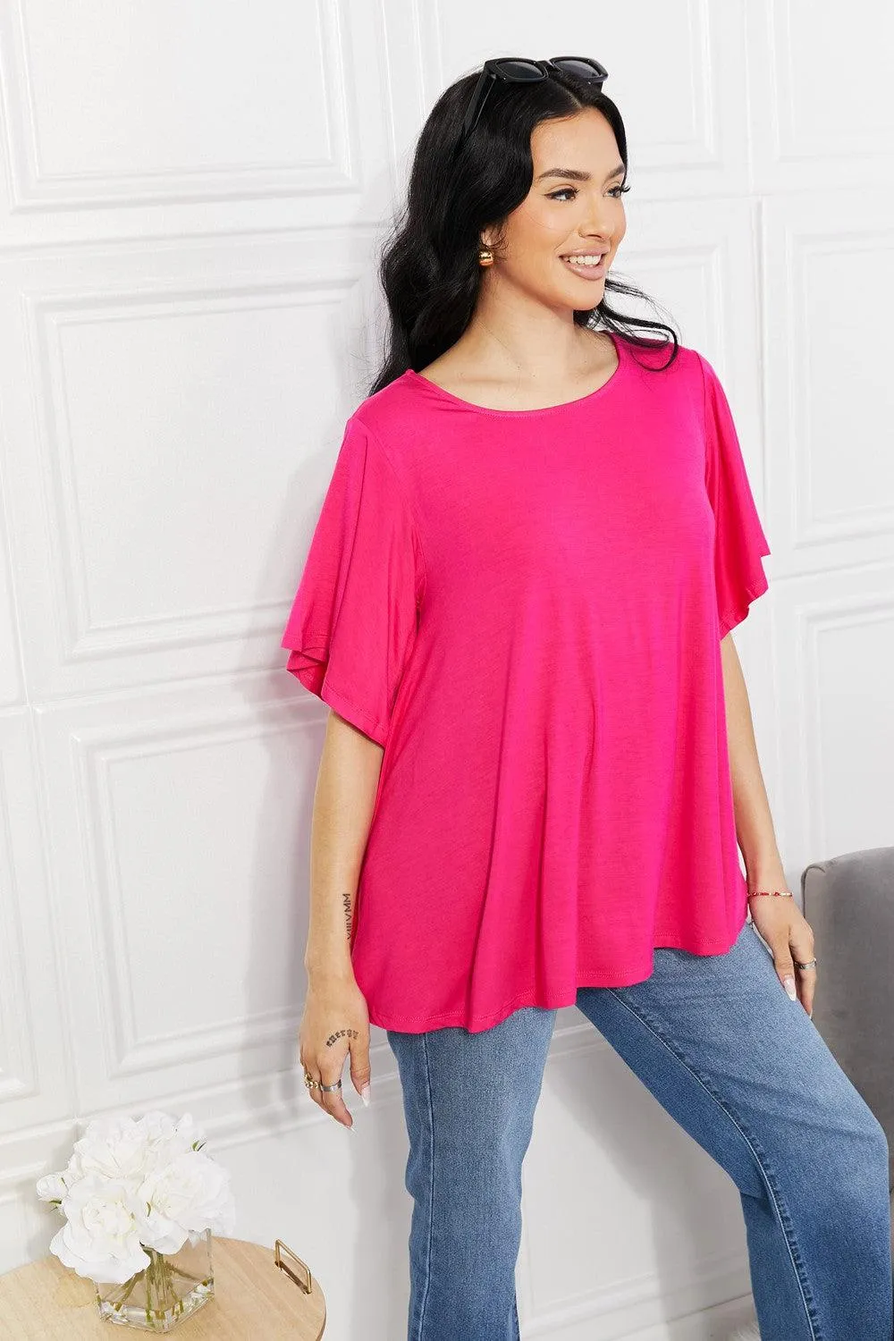 Hazel Blues® | More Than Words Flutter Sleeve Top