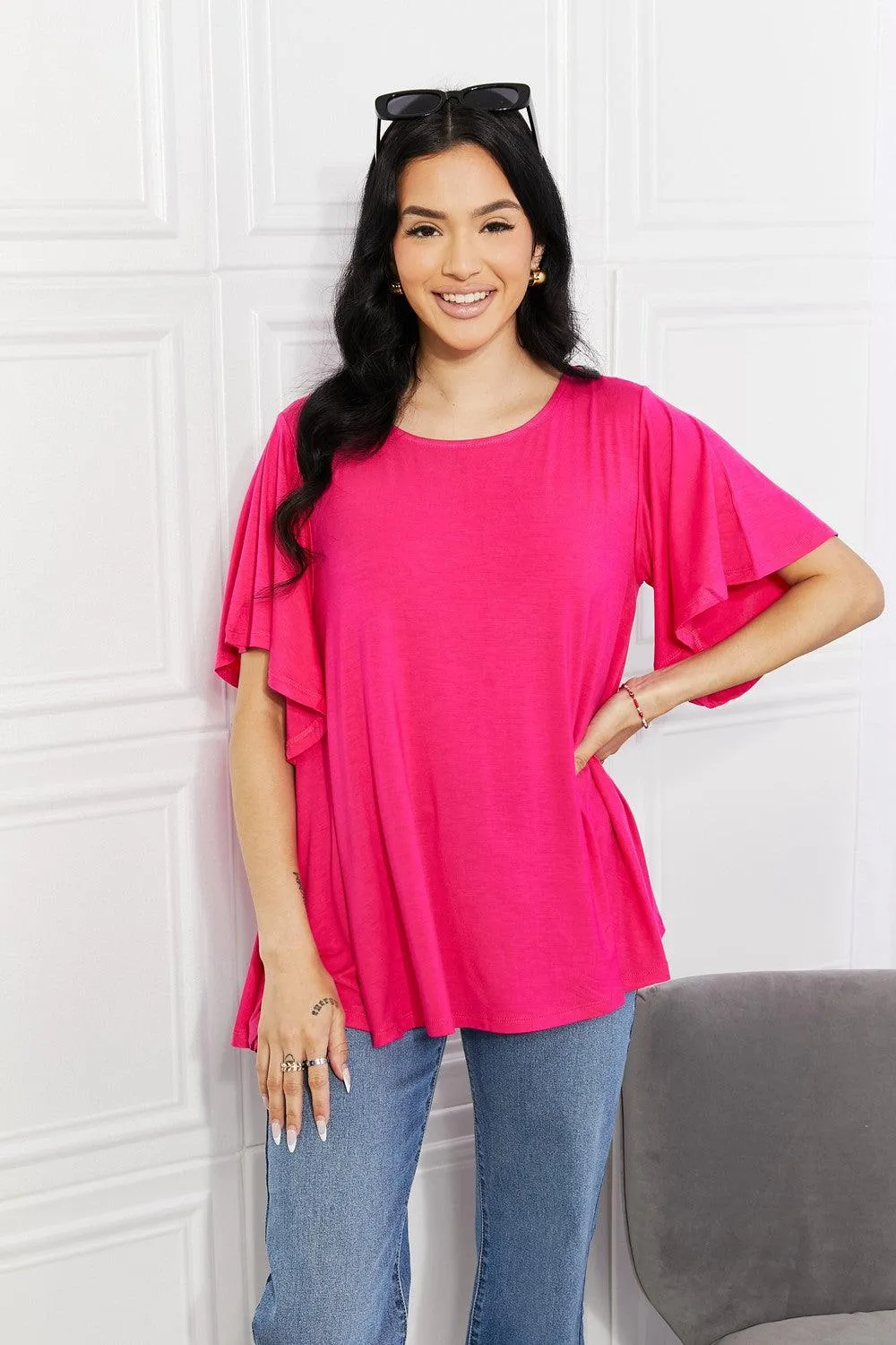 Hazel Blues® | More Than Words Flutter Sleeve Top