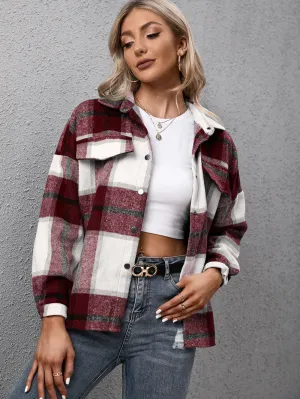 Hazel Blues® |  Plaid Long Sleeve Shirt Jacket
