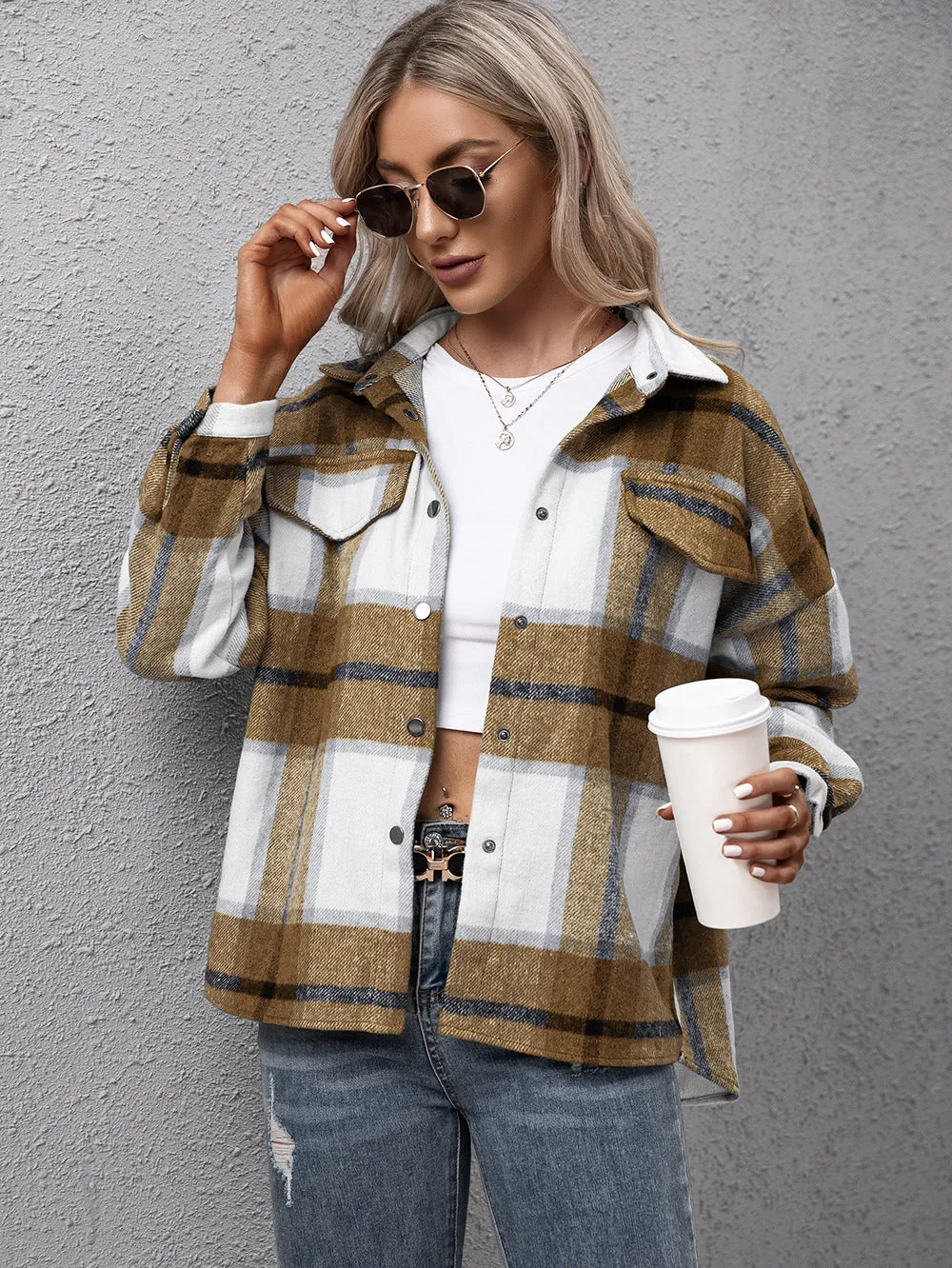 Hazel Blues® |  Plaid Long Sleeve Shirt Jacket