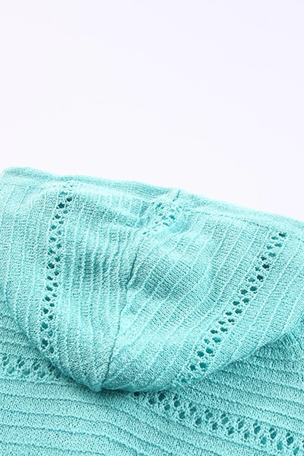 Hazel Blues® | Zip-Up Raglan Sleeve Openwork Hooded Cardigan