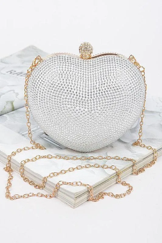 Heart Shape Rhinestone Clutch