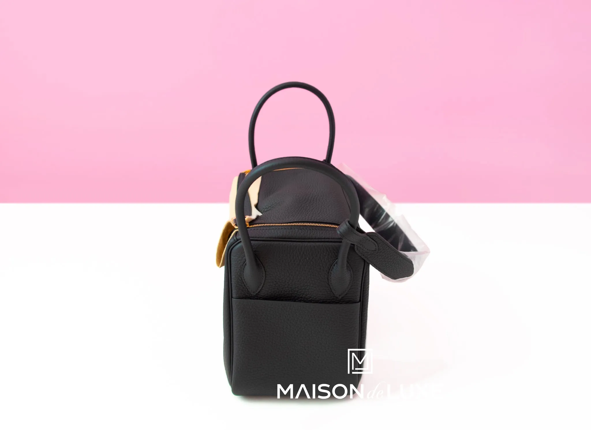 Hermes Black Clemence Lindy 26 Handbag