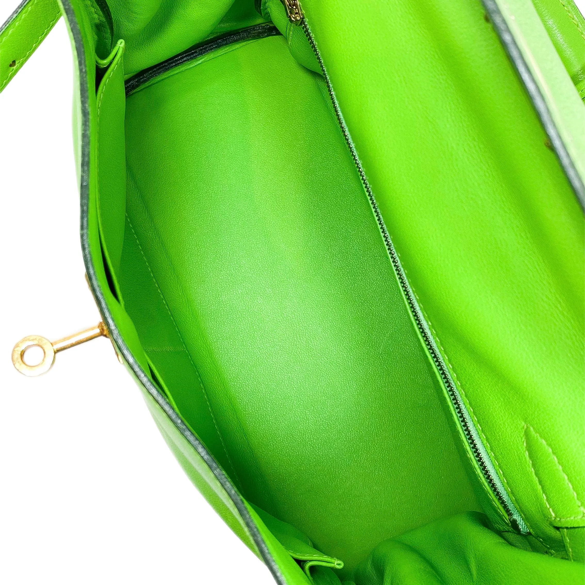 Hermes Kelly 28 Green Granny Swift Gold Hardware