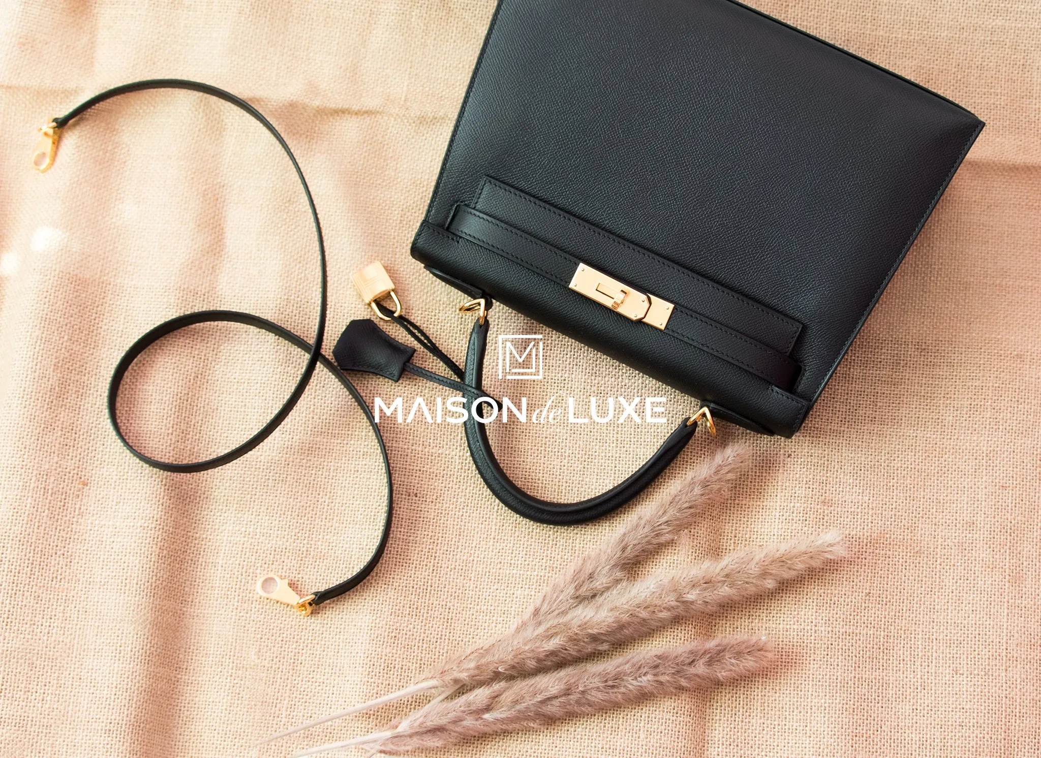 Hermes Noir Black Sellier Epsom Kelly 28 Handbag