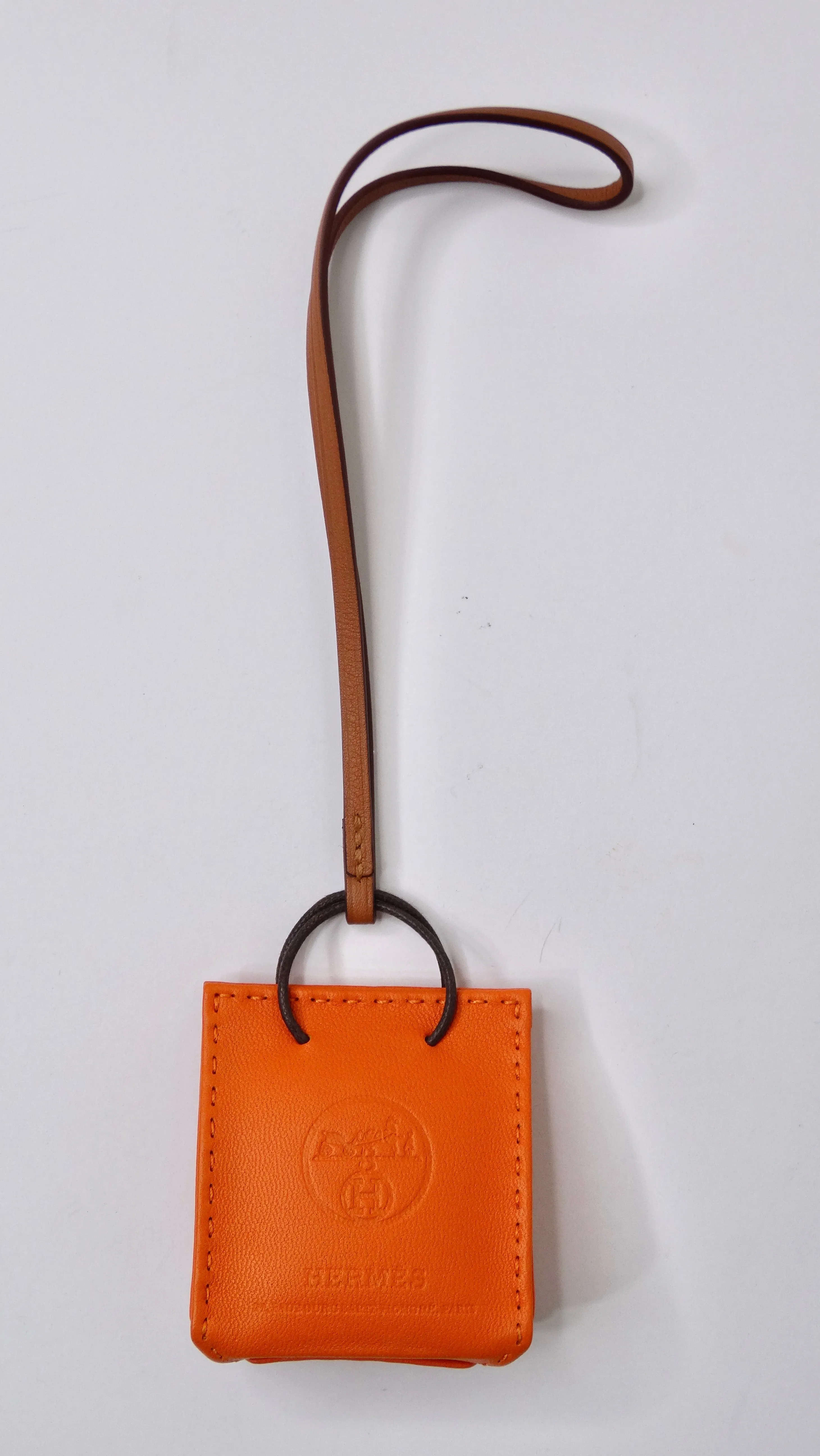 Hermes Orange Shopping Bag Charm