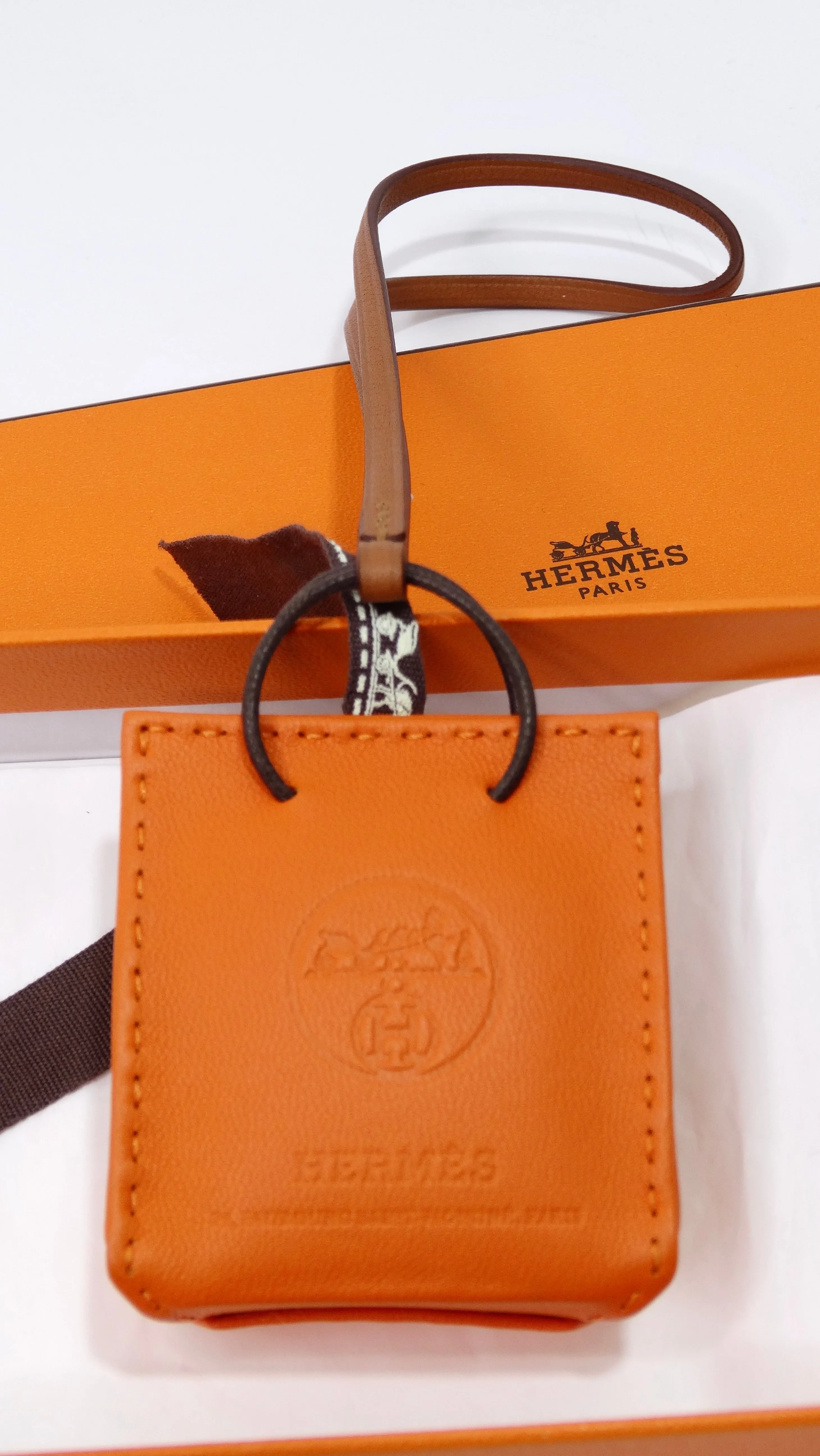 Hermes Orange Shopping Bag Charm