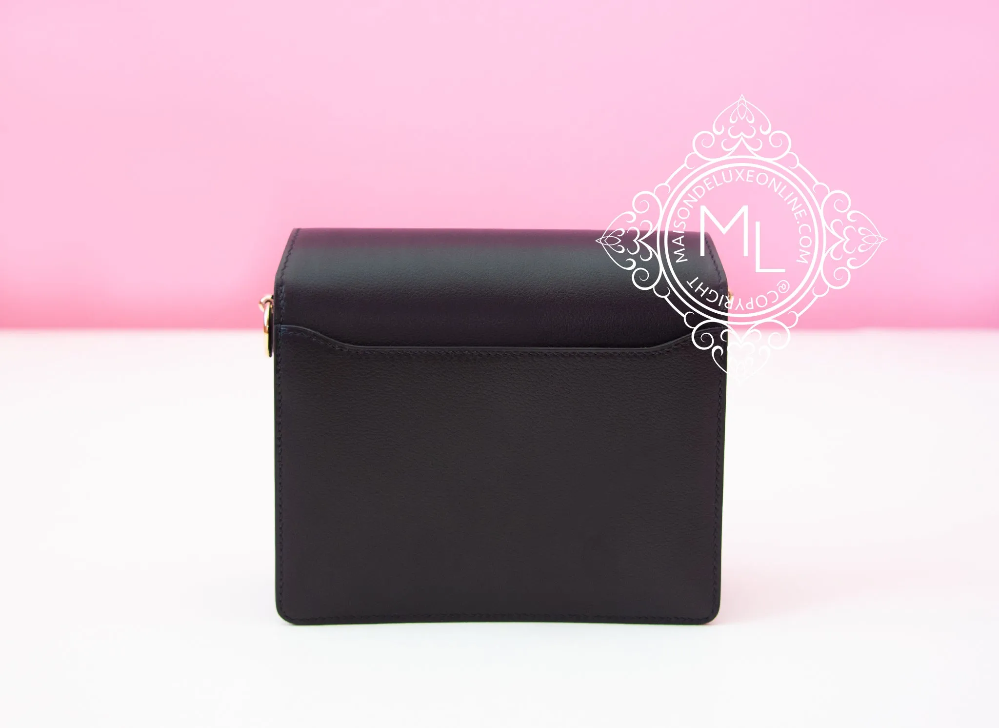 Hermes Roulis Mini 18 Noir Black Evergrain Handbag