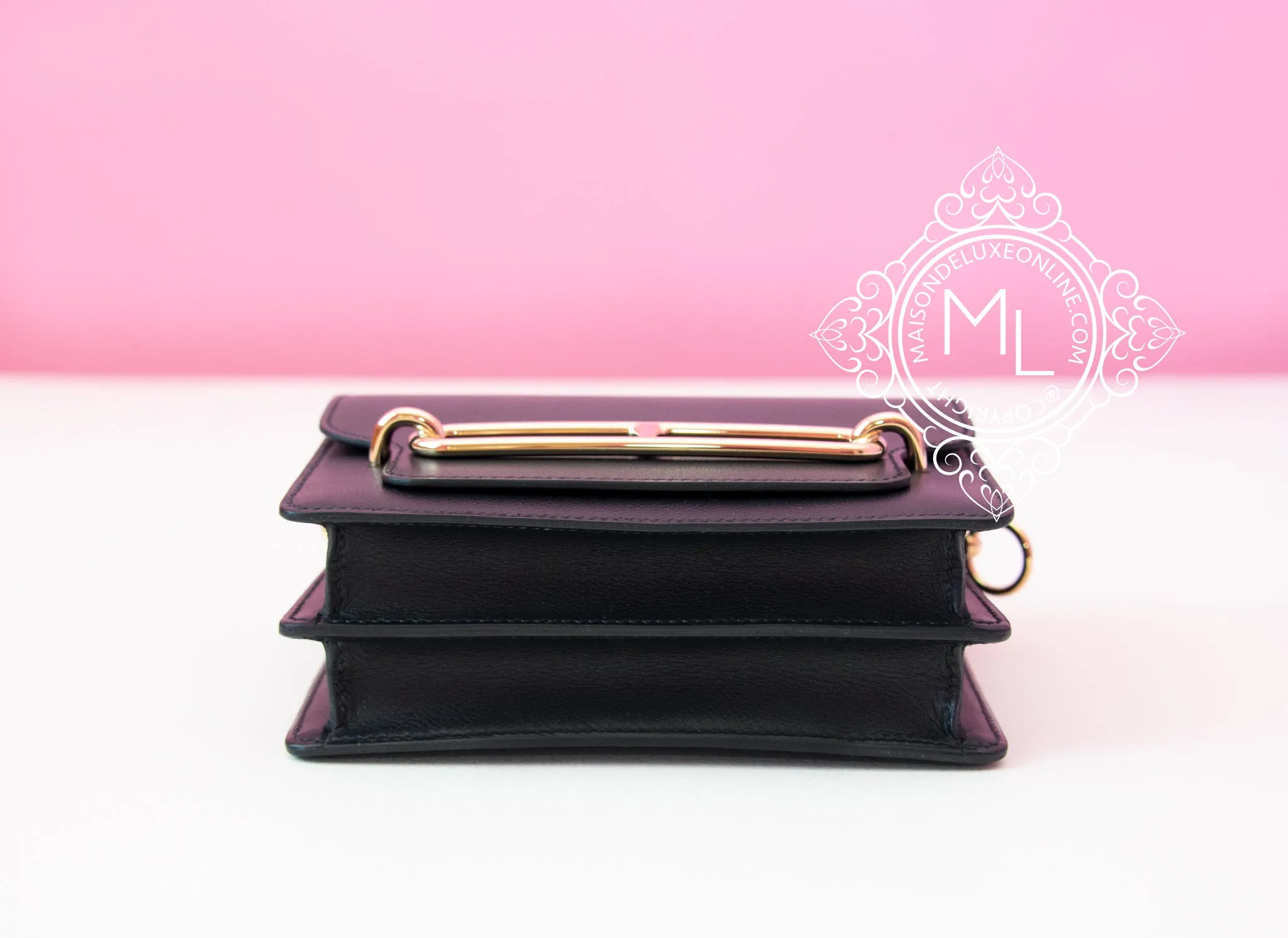 Hermes Roulis Mini 18 Noir Black Evergrain Handbag