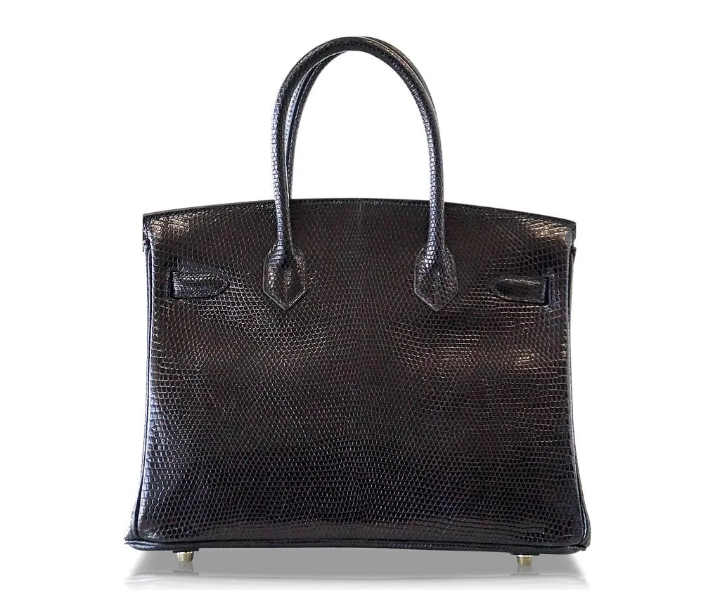 Hermès Birkin 30 Bag Noir Lizard GHW