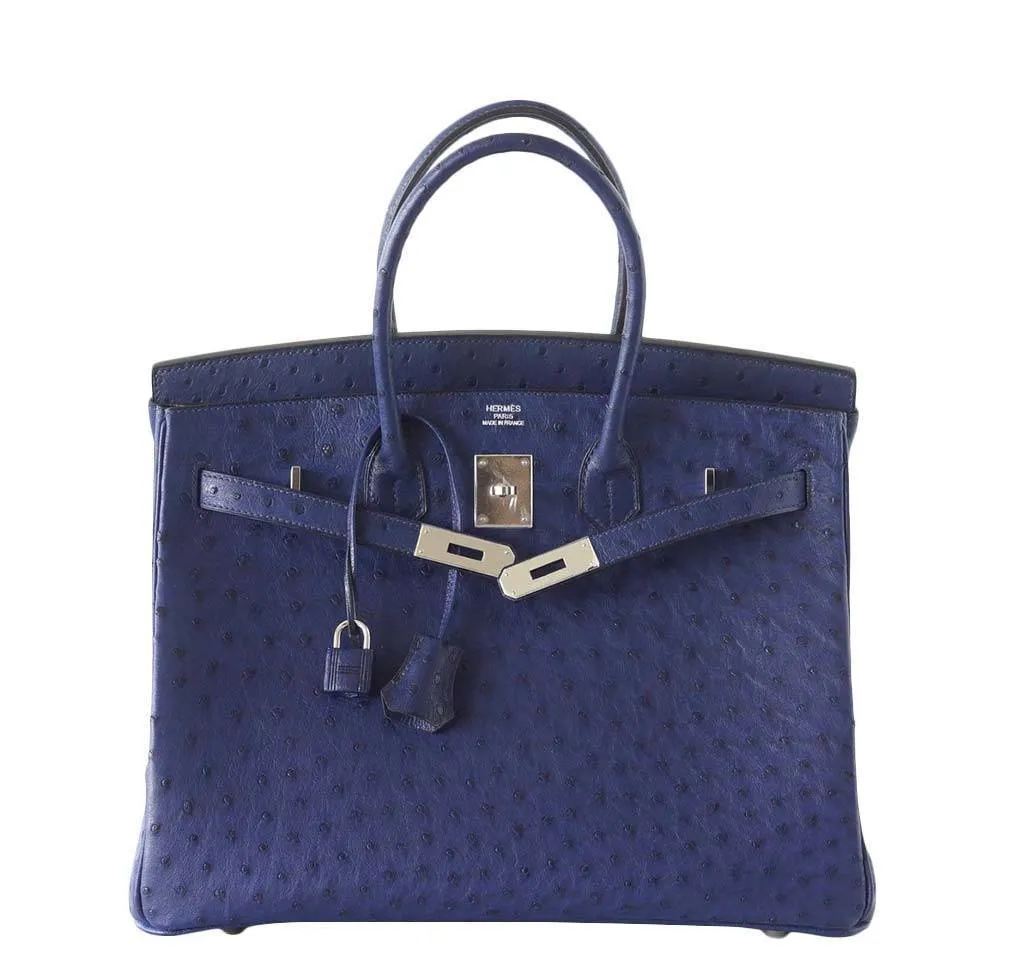 Hermès Birkin 35 Bleu Iris Ostrich Bag