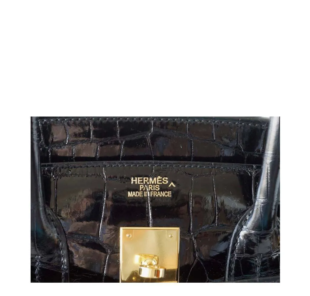 Hermès Birkin 35 Crocodile Bag Black GHW