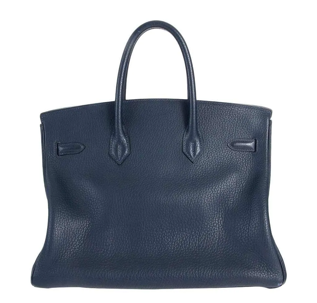 Hermès Birkin 35 Navy Fjord Bag GHW