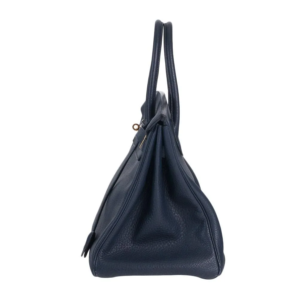 Hermès Birkin 35 Navy Fjord Bag GHW