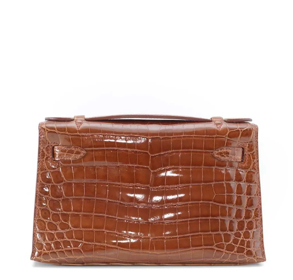 Hermès Kelly Pochette Mini Crocodile Miel Bag