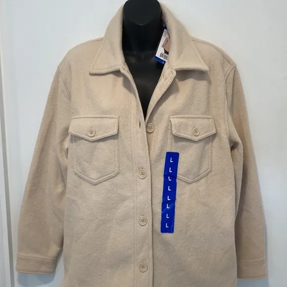 HILLARY RADLEY Cream Button Up Jacket Size Large