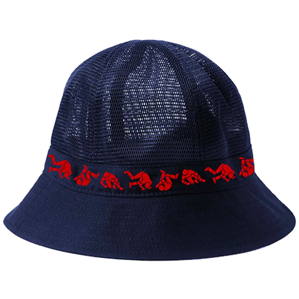 Hockey Fall Guy Mesh Bucket Hat Navy