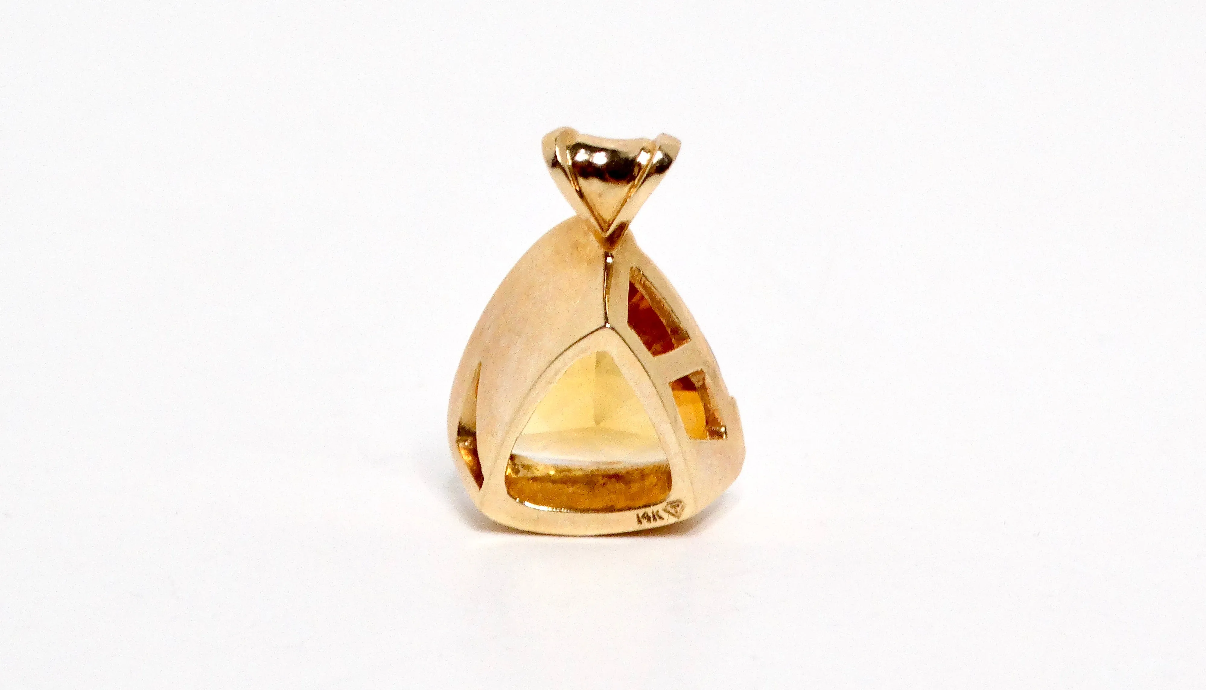 Honey Citrine Trillion 14k Gold Slide Pendant