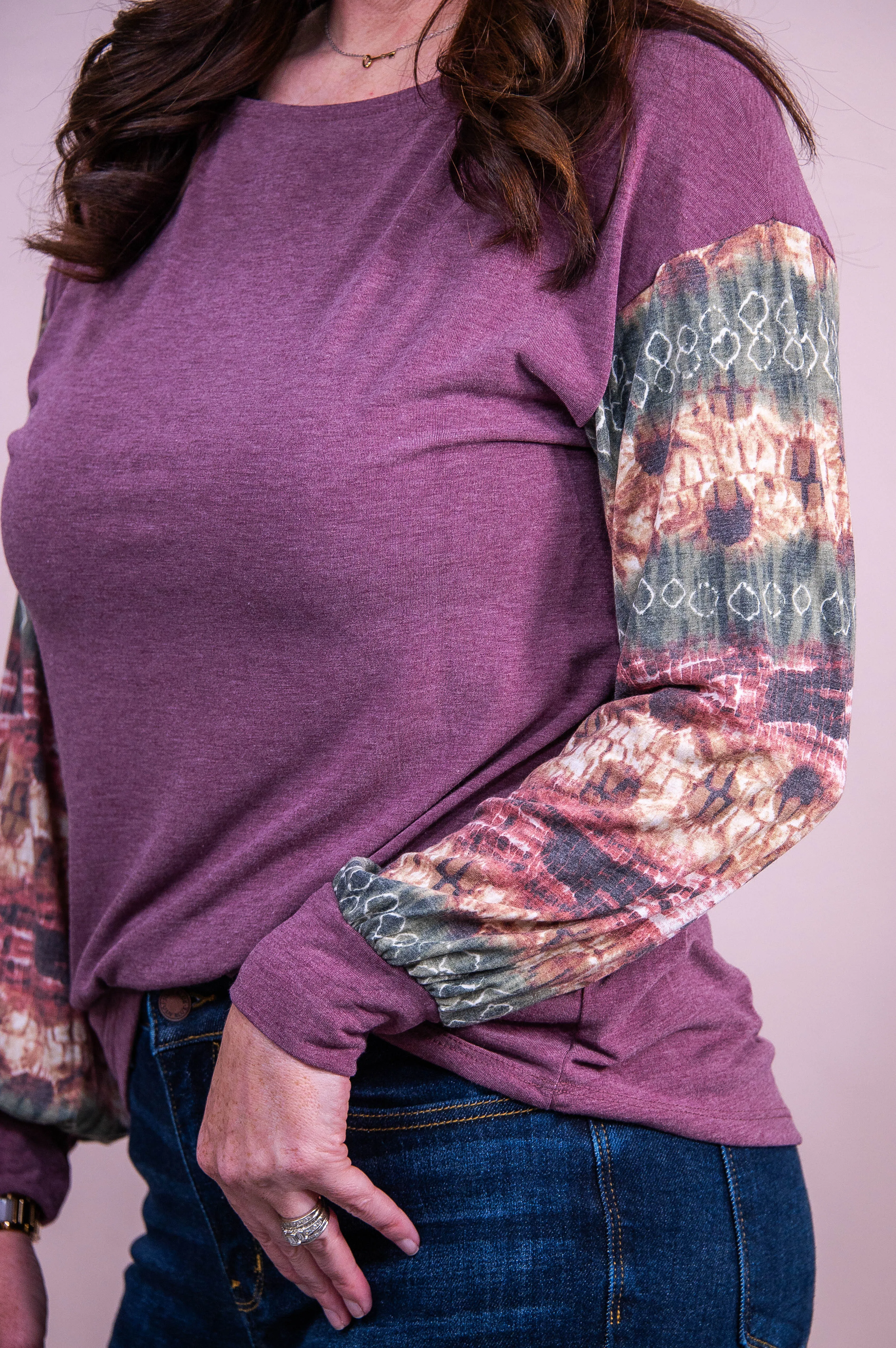Ideal Confidence Plum/Multi Color Tie Dye Top - T10338PL